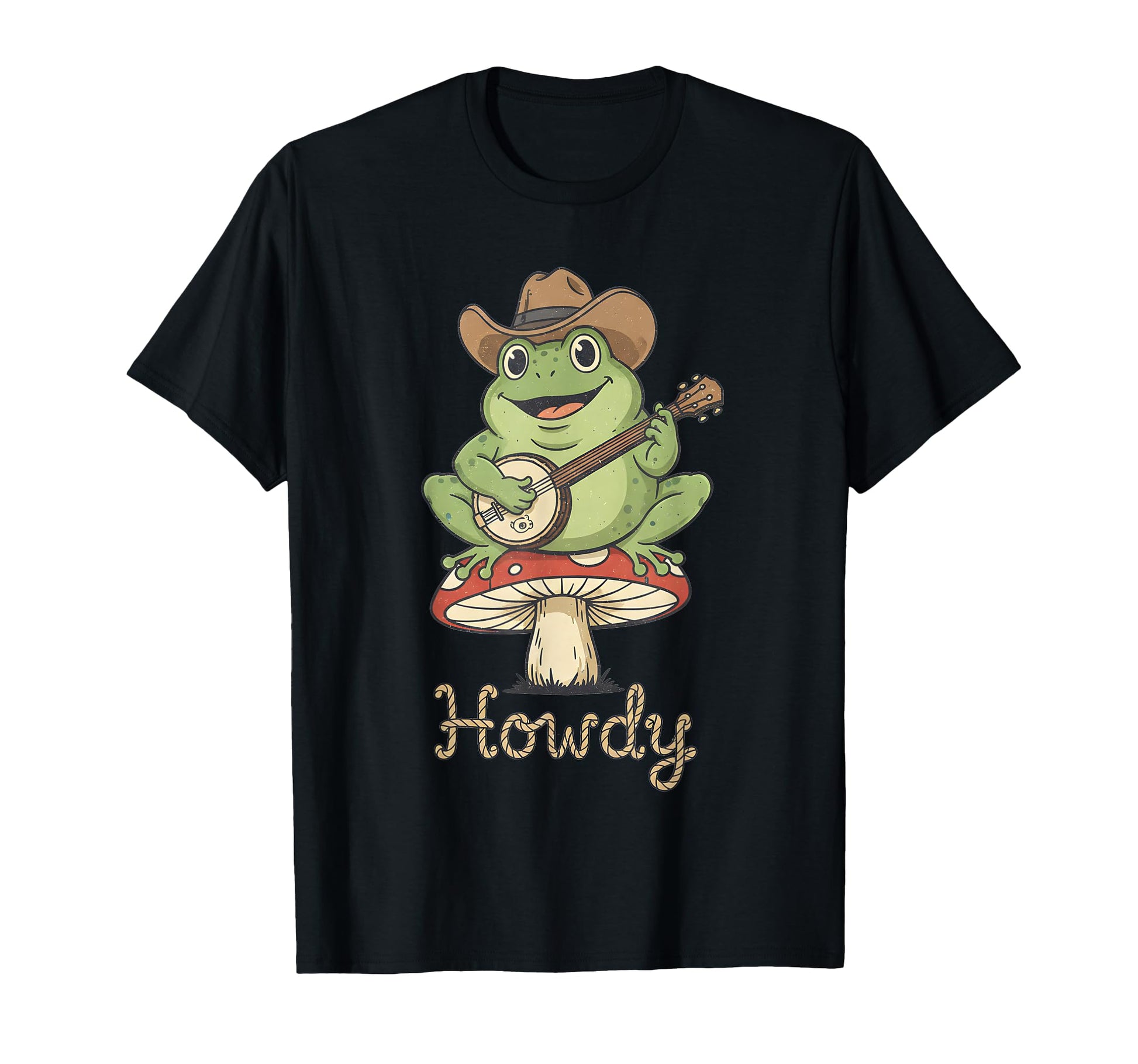 Howdy Frog Banjo Player Cowboy Hat T-Shirt - Casual Everyday Wear Unisex - T-Shirt, Sweatshirt, Hoodie
