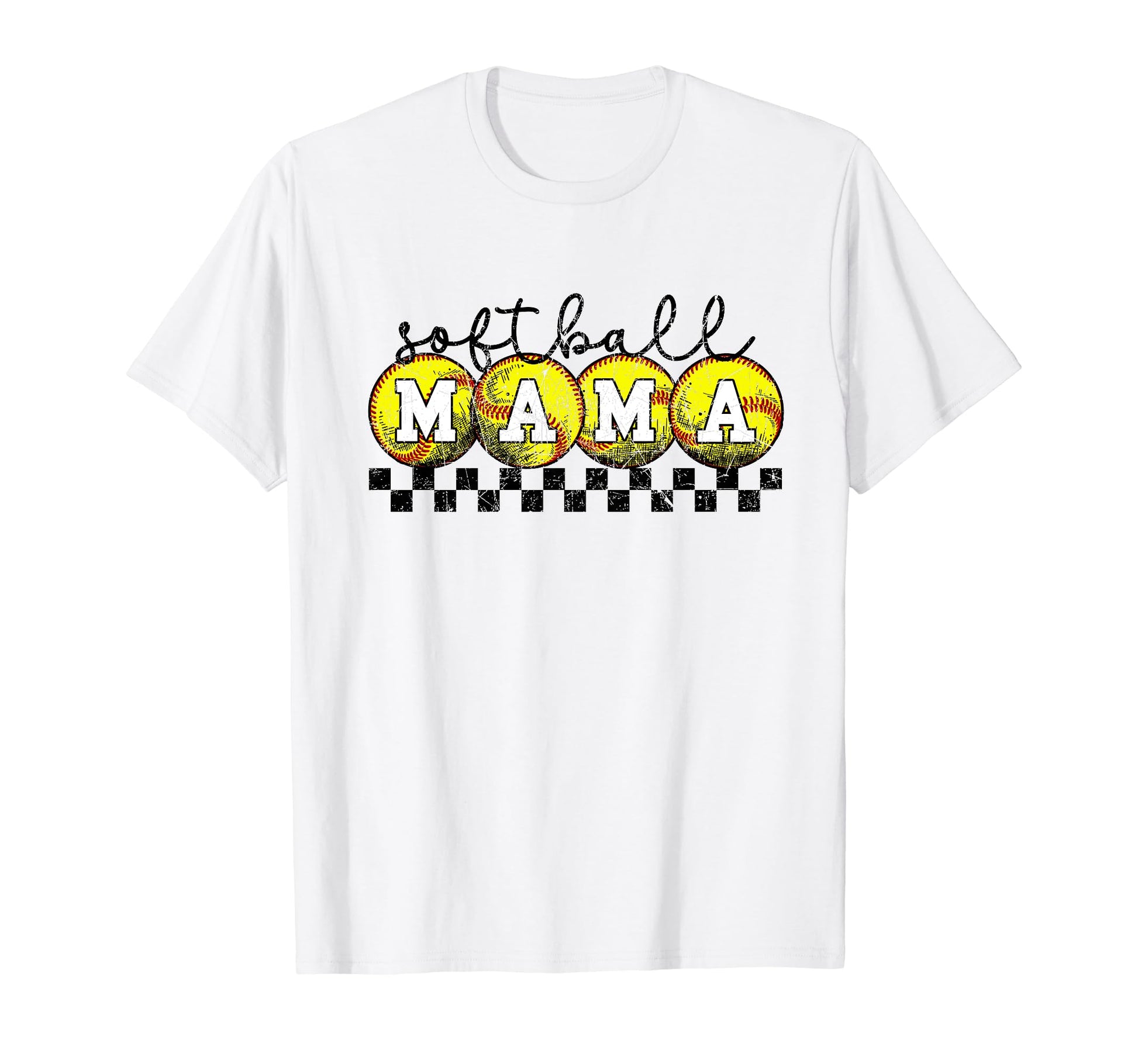 Softball Mom Checkered Softball T-Shirt - Casual Everyday Wear for Adults - T-Shirt, Sweatshirt, Hoodie
