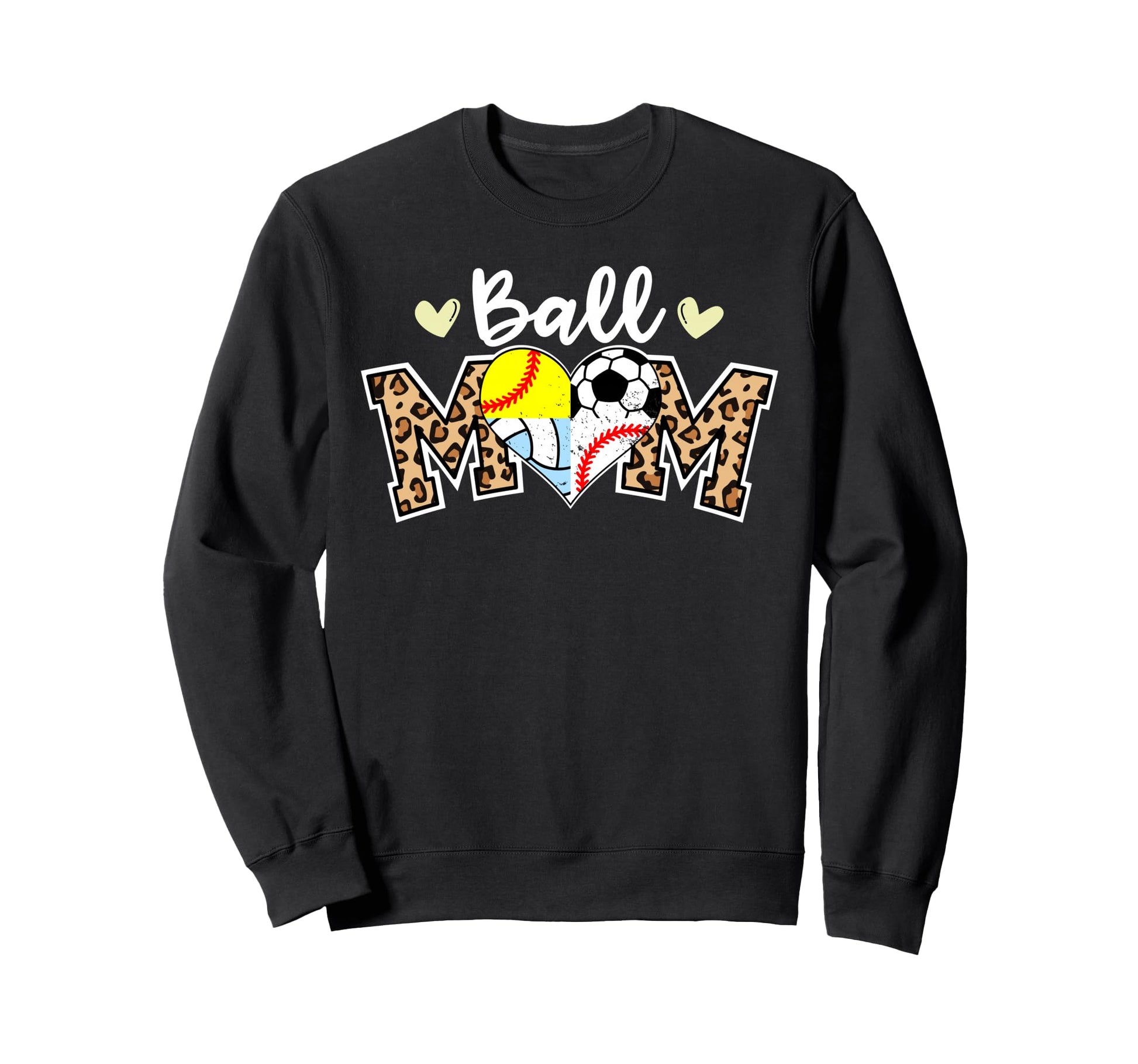 Ball Mom Leopard Soccer Baseball Sweatshirt - Novelty Apparel Unisex - T-Shirt, Sweatshirt, Hoodie