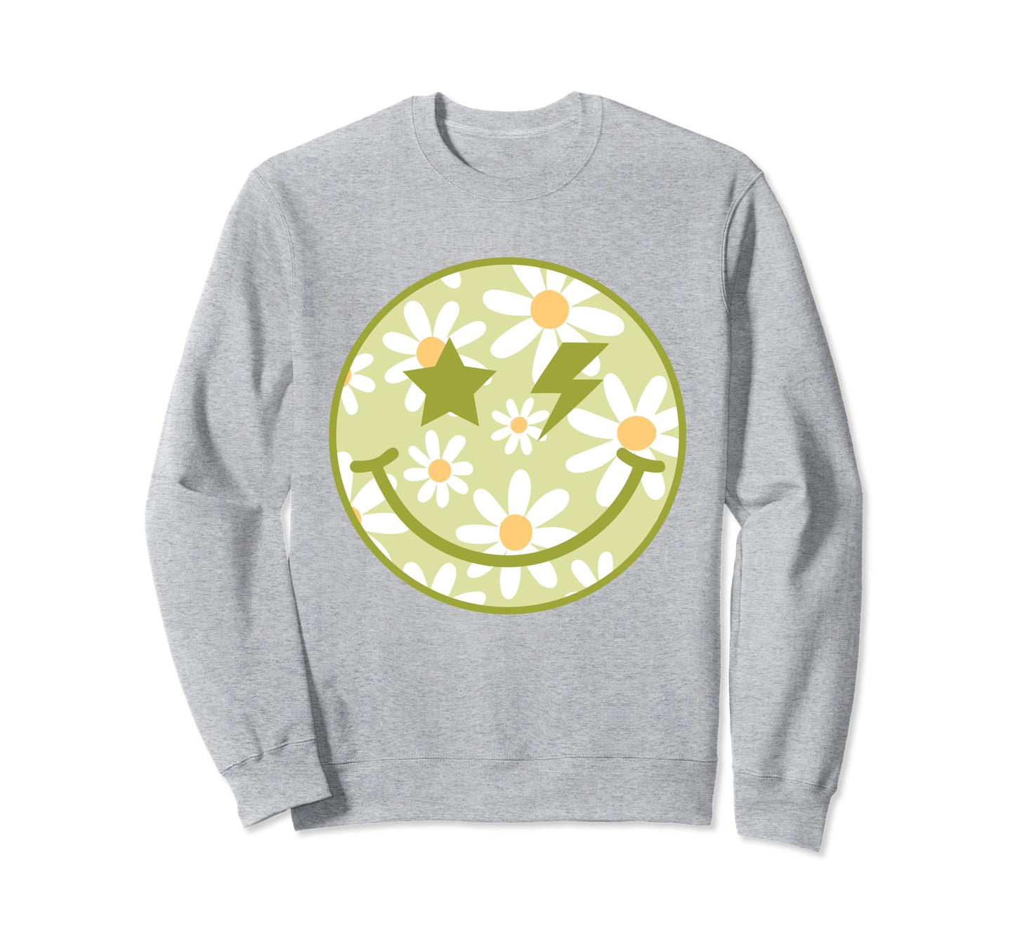Green Happy Face Checkered Pattern Sweatshirt - Trendy Graphic for Adults - T-Shirt, Sweatshirt, Hoodie