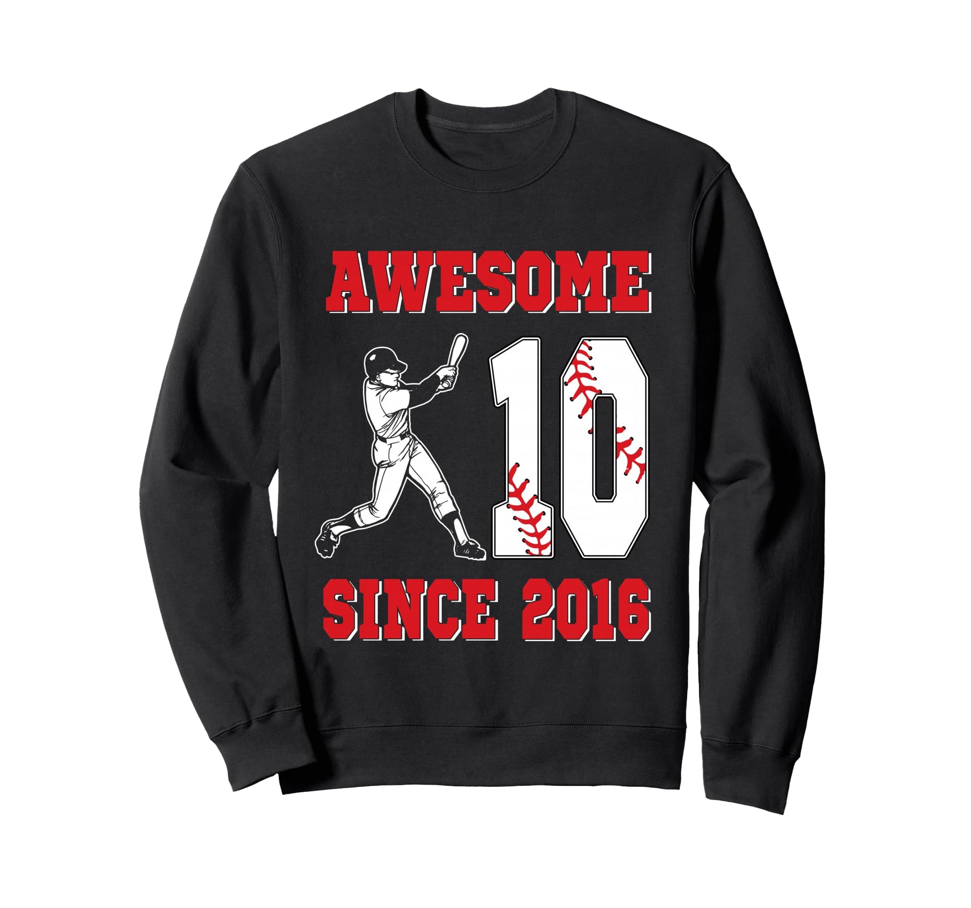 10 Year Old Birthday Baseball Awesome Sweatshirt - Minimalist Print Unisex - T-Shirt, Sweatshirt, Hoodie