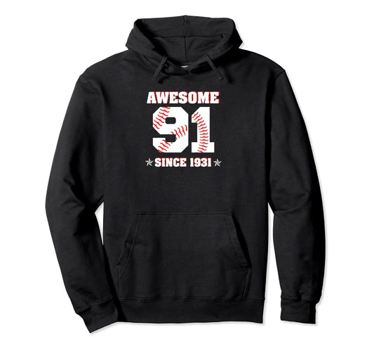 91St Birthday Awesome Since 1931 91 Hoodie - Minimalist Print for Adults - T-Shirt, Sweatshirt, Hoodie