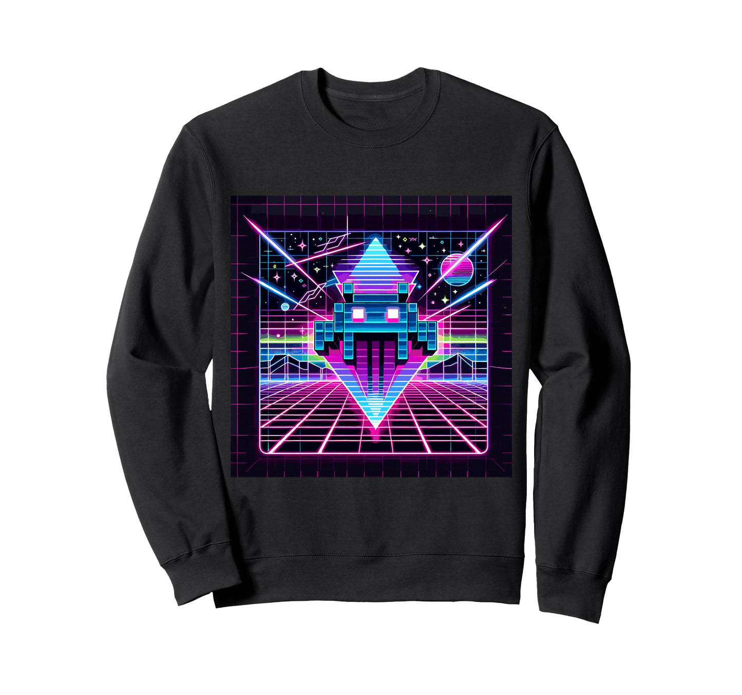 Synth Invader Synthwave Sweatshirt - Casual Everyday Wear for Adults - T-Shirt, Sweatshirt, Hoodie
