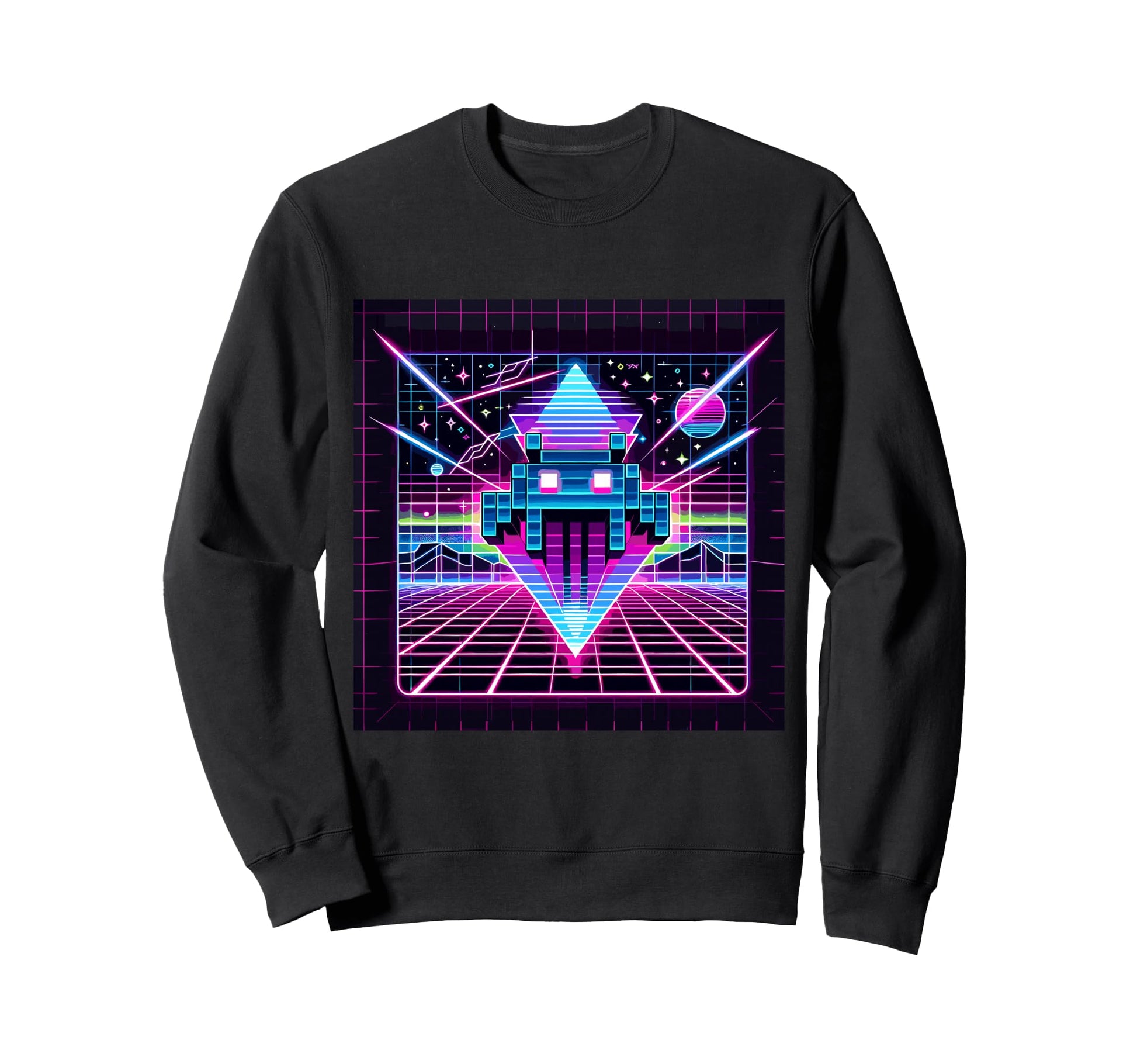 Synth Invader Synthwave Sweatshirt - Casual Everyday Wear for Adults - T-Shirt, Sweatshirt, Hoodie