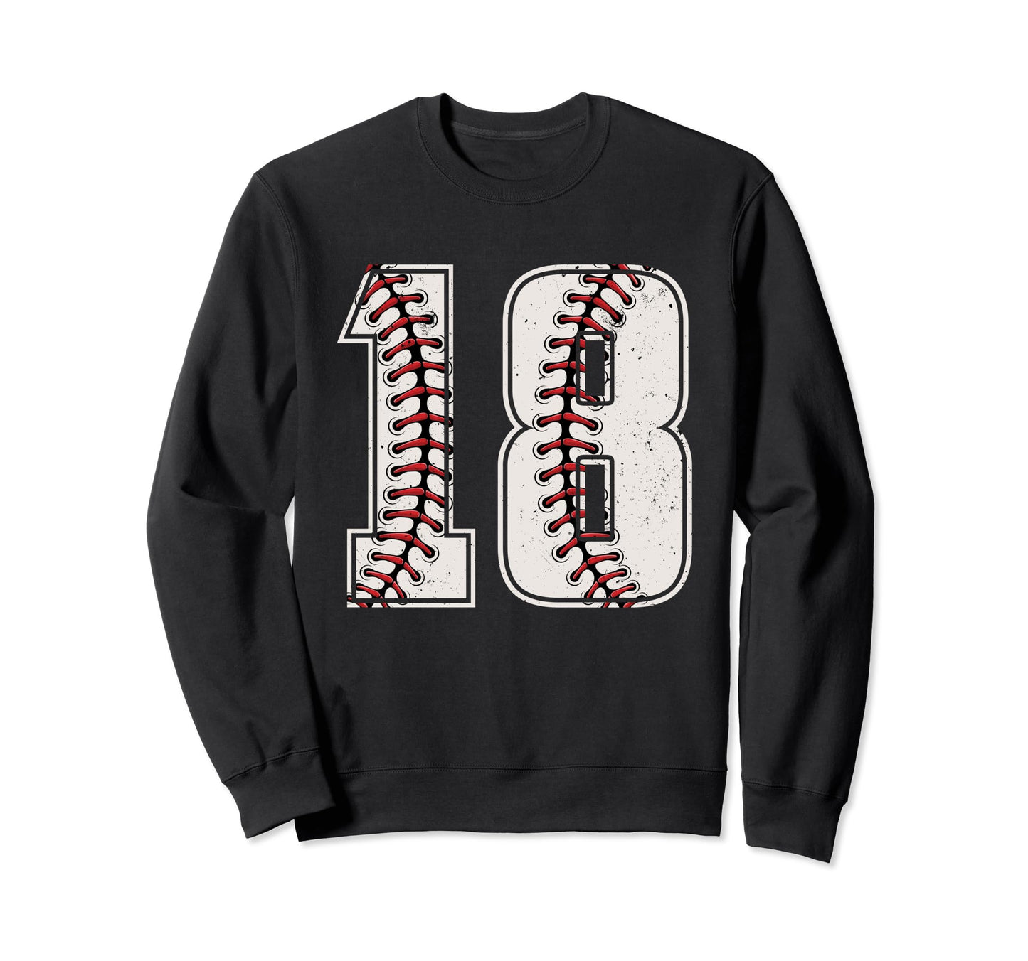 Baseball Player Number 18 Eighteen Sweatshirt - Unique Graphic for Adults - T-Shirt, Sweatshirt, Hoodie
