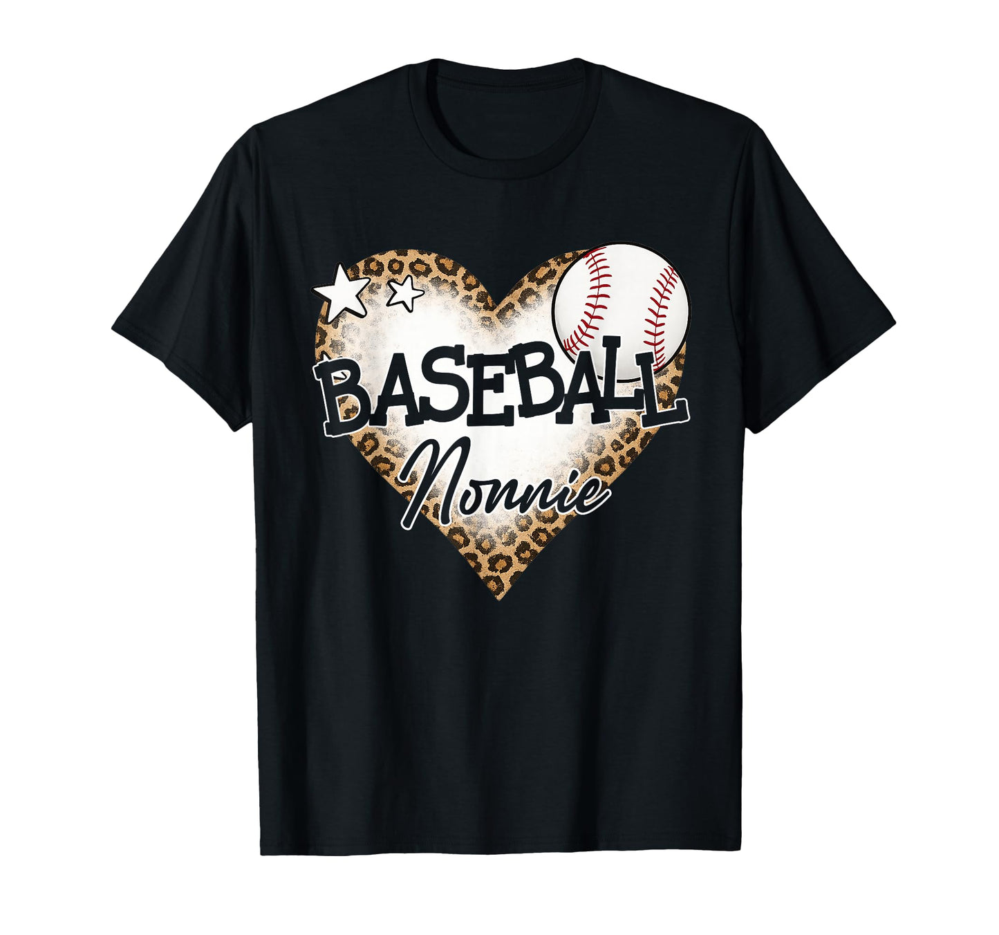Baseball Nonnie Leopard Heart T-Shirt - Fun Novelty Design Men Women - T-Shirt, Sweatshirt, Hoodie