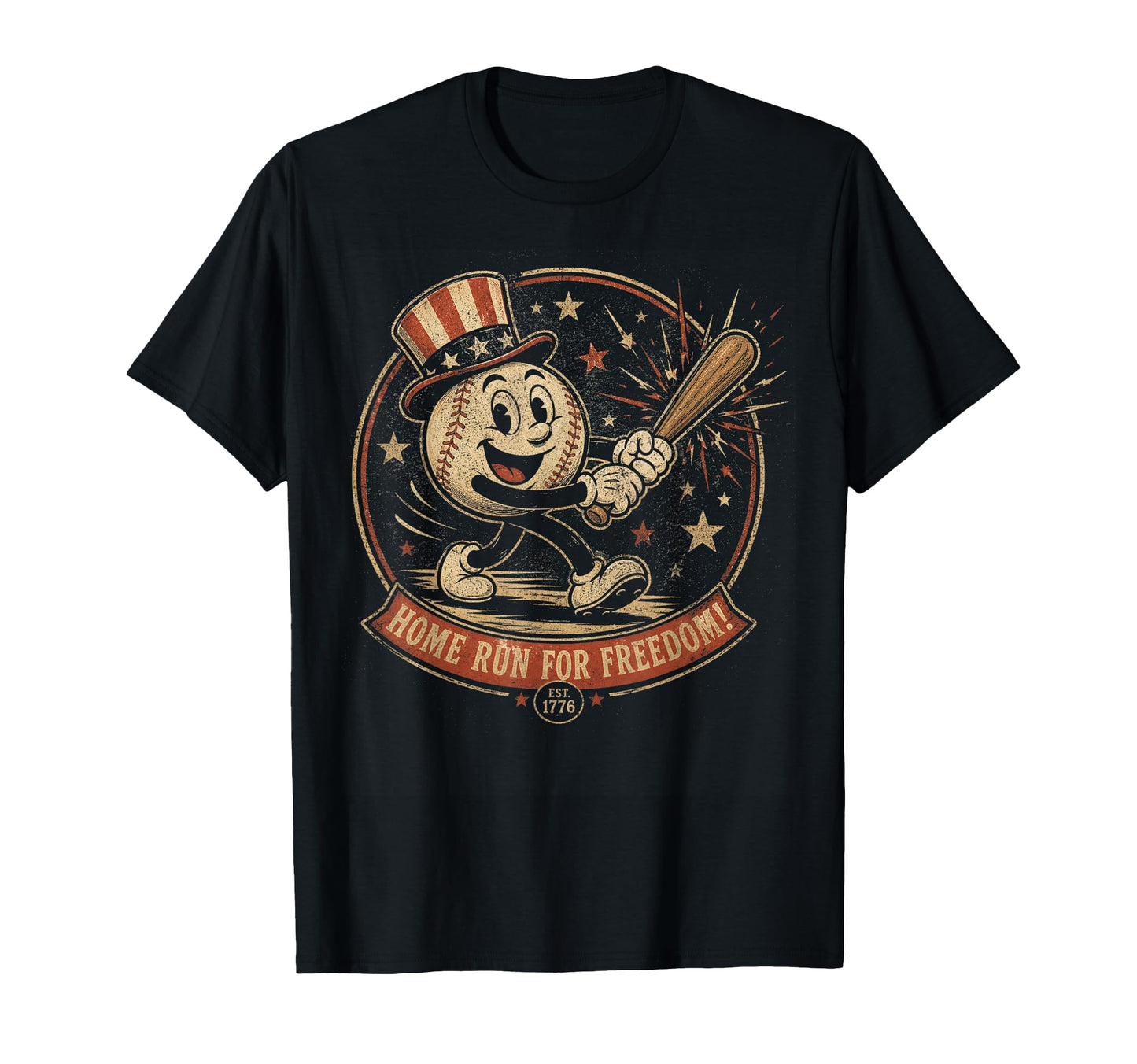 Home Run Freedom Patriotic Baseball T-Shirt - Aesthetic Graphic Men Women - T-Shirt, Sweatshirt, Hoodie