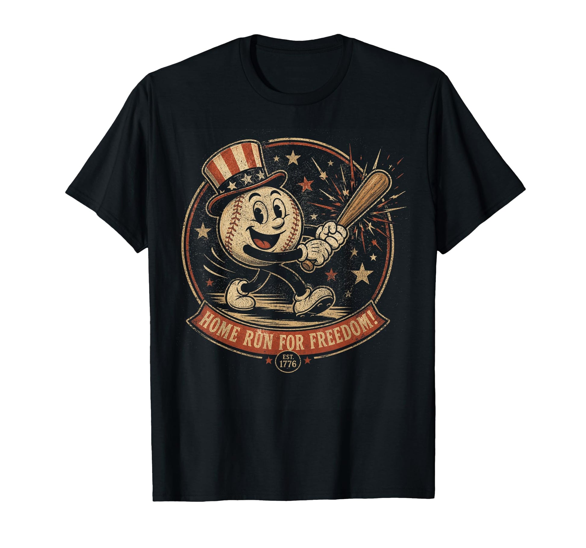 Home Run Freedom Patriotic Baseball T-Shirt - Aesthetic Graphic Men Women - T-Shirt, Sweatshirt, Hoodie