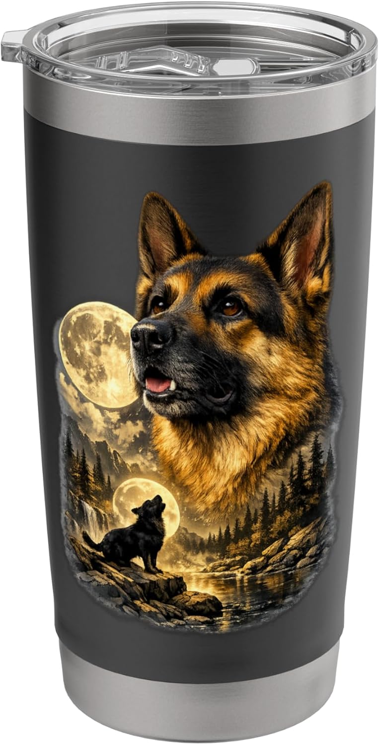 German Shepherd Howling Wolf Moon Nature Graphic - Adult & Kids T-Shirts, Sweatshirts & Hoodies apparel design preview 1