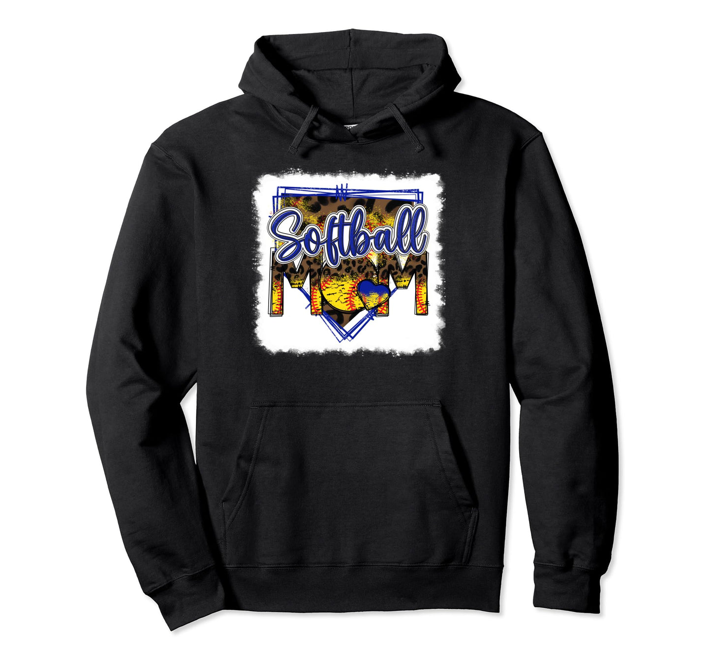 Bleached Softball Mom Leopard Funny Hoodie - Aesthetic Graphic for Adults - T-Shirt, Sweatshirt, Hoodie