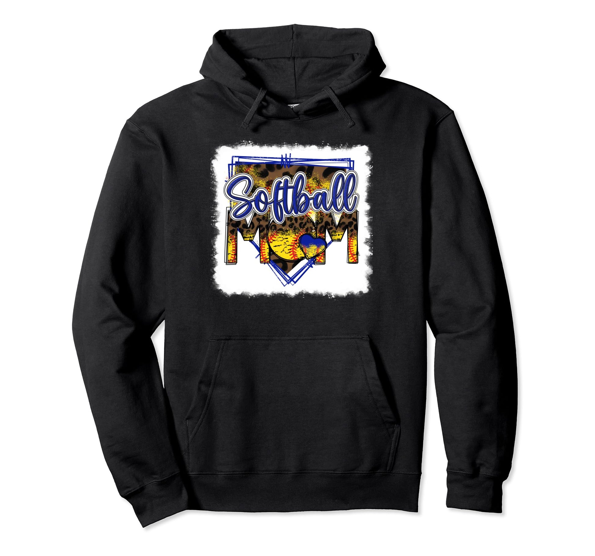 Bleached Softball Mom Leopard Funny Hoodie - Aesthetic Graphic for Adults - T-Shirt, Sweatshirt, Hoodie