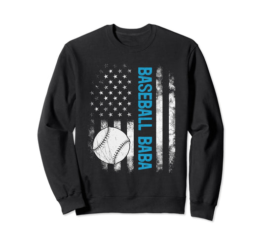 Baseball Baba American Flag Sweatshirt - Novelty Apparel for Adults - T-Shirt, Sweatshirt, Hoodie
