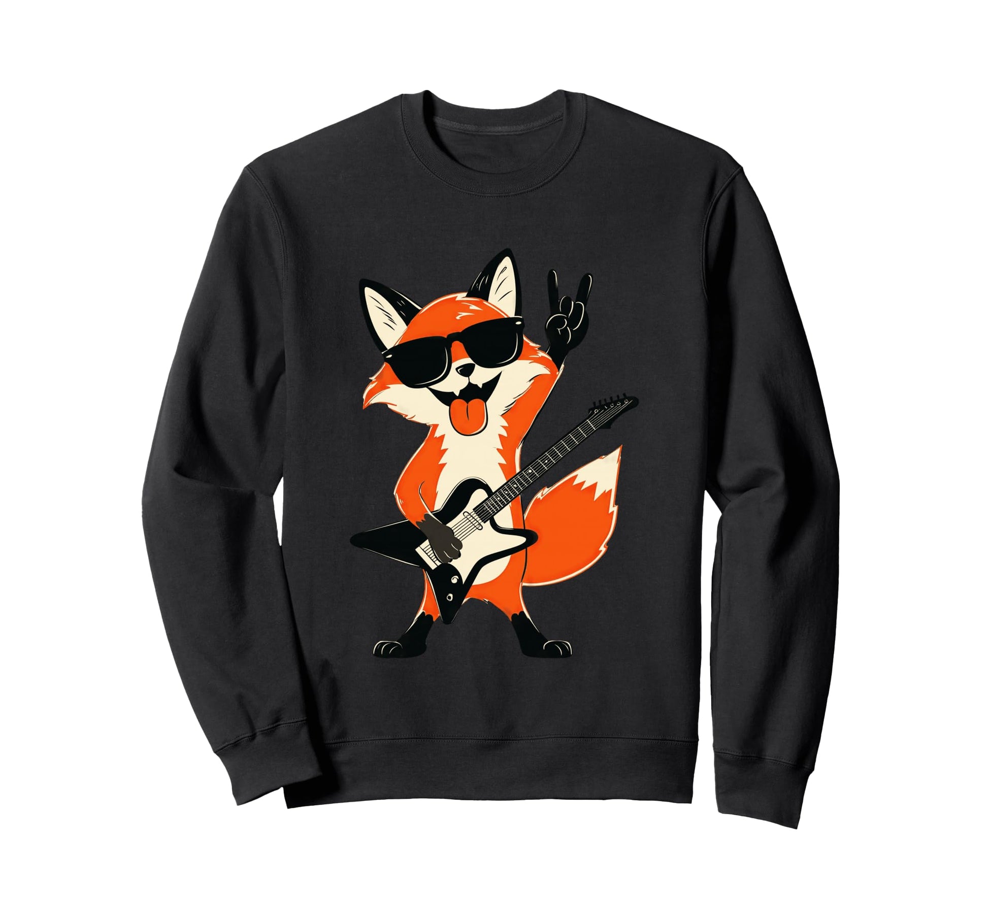 Fox Guitarist Funny Rock Music Sweatshirt - Trendy Graphic for Adults - T-Shirt, Sweatshirt, Hoodie