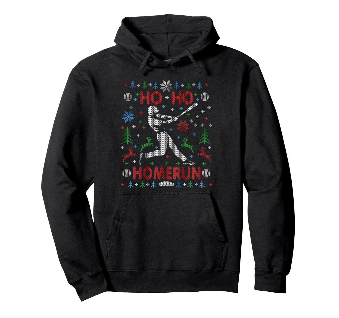 Baseball Softball Ho Ho Homerun Ugly Hoodie - Aesthetic Graphic for Adults - T-Shirt, Sweatshirt, Hoodie