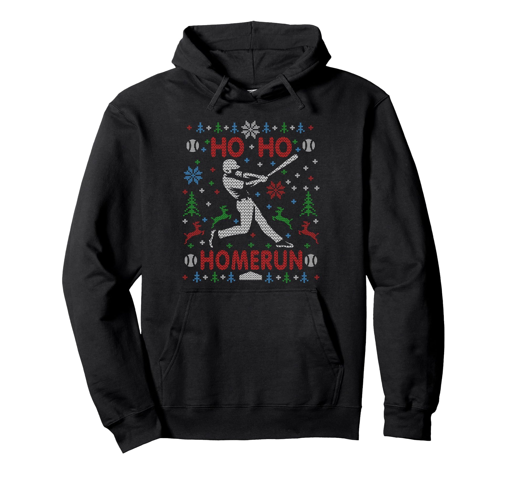Baseball Softball Ho Ho Homerun Ugly Hoodie - Aesthetic Graphic for Adults - T-Shirt, Sweatshirt, Hoodie