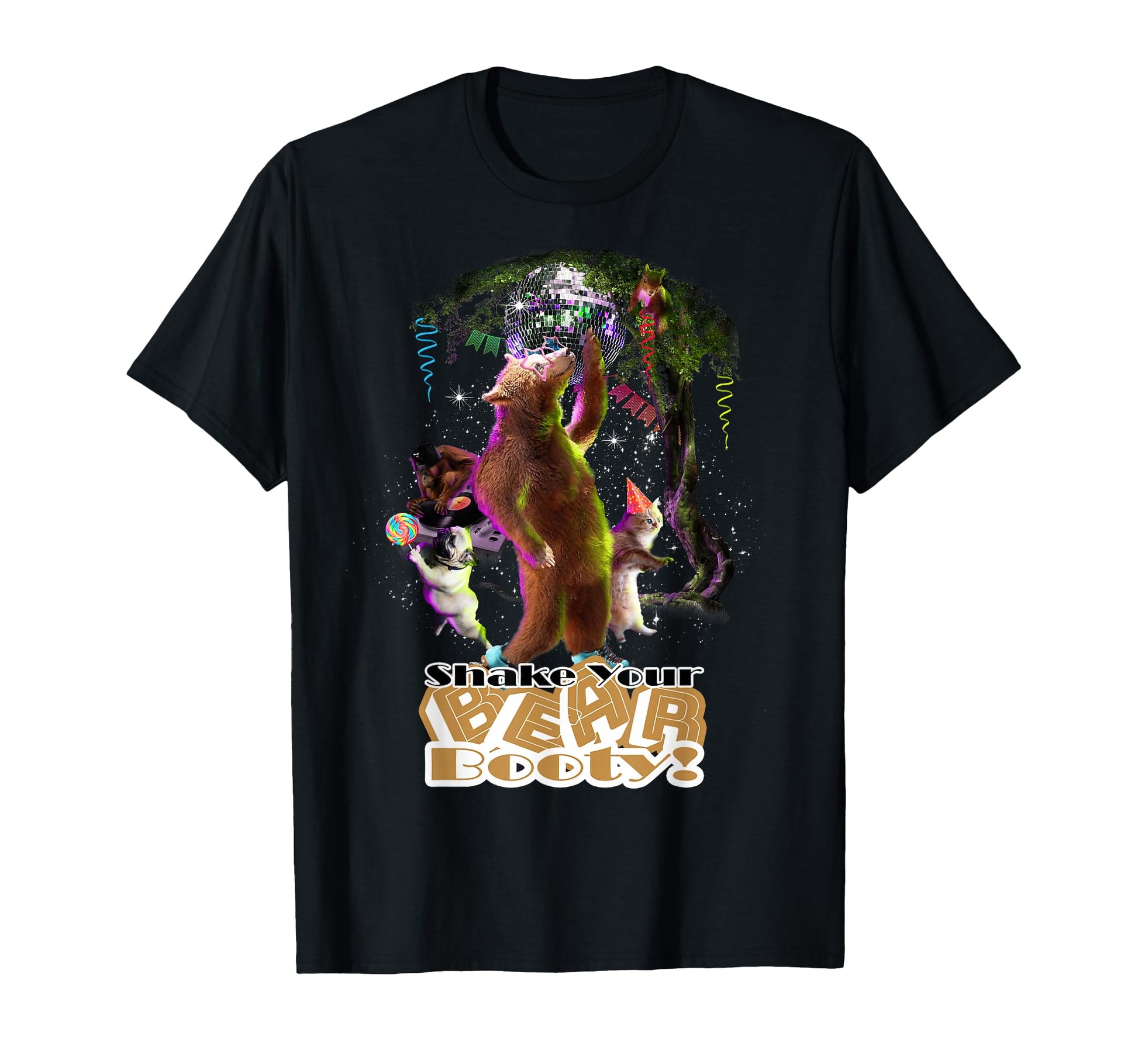 Disco Ball Bear Party Funny Groovy T-Shirt - Unique Graphic Men Women - T-Shirt, Sweatshirt, Hoodie