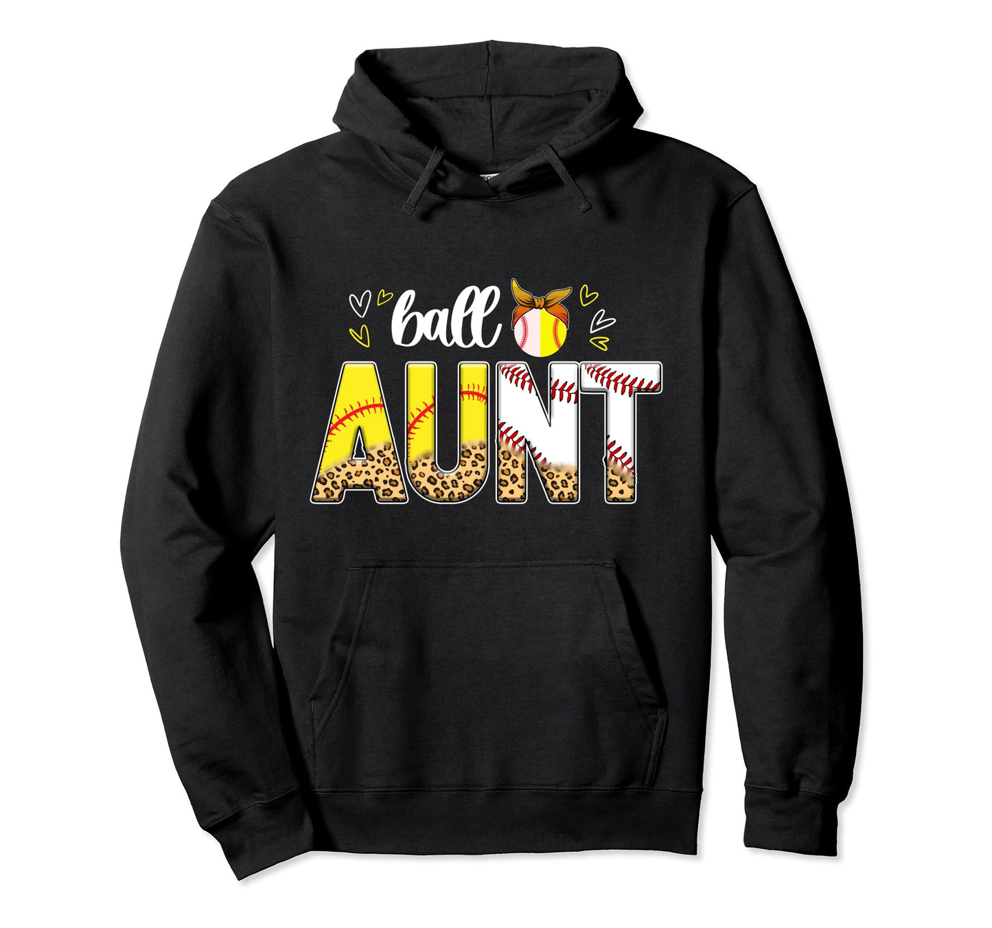 Ball Aunt Leopard Baseball Softball Aunt Hoodie - Novelty Apparel Men Women - T-Shirt, Sweatshirt, Hoodie