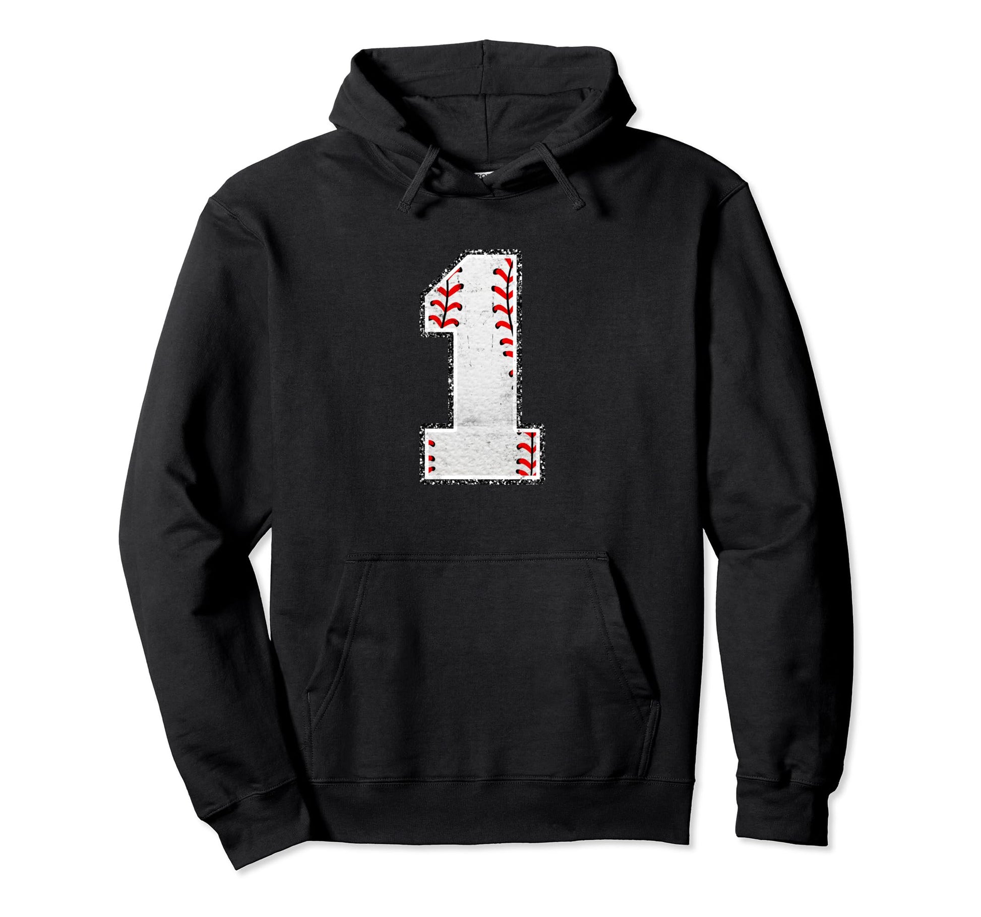 1 Baseball Distressed Number Hoodie - Casual Everyday Wear Unisex - T-Shirt, Sweatshirt, Hoodie