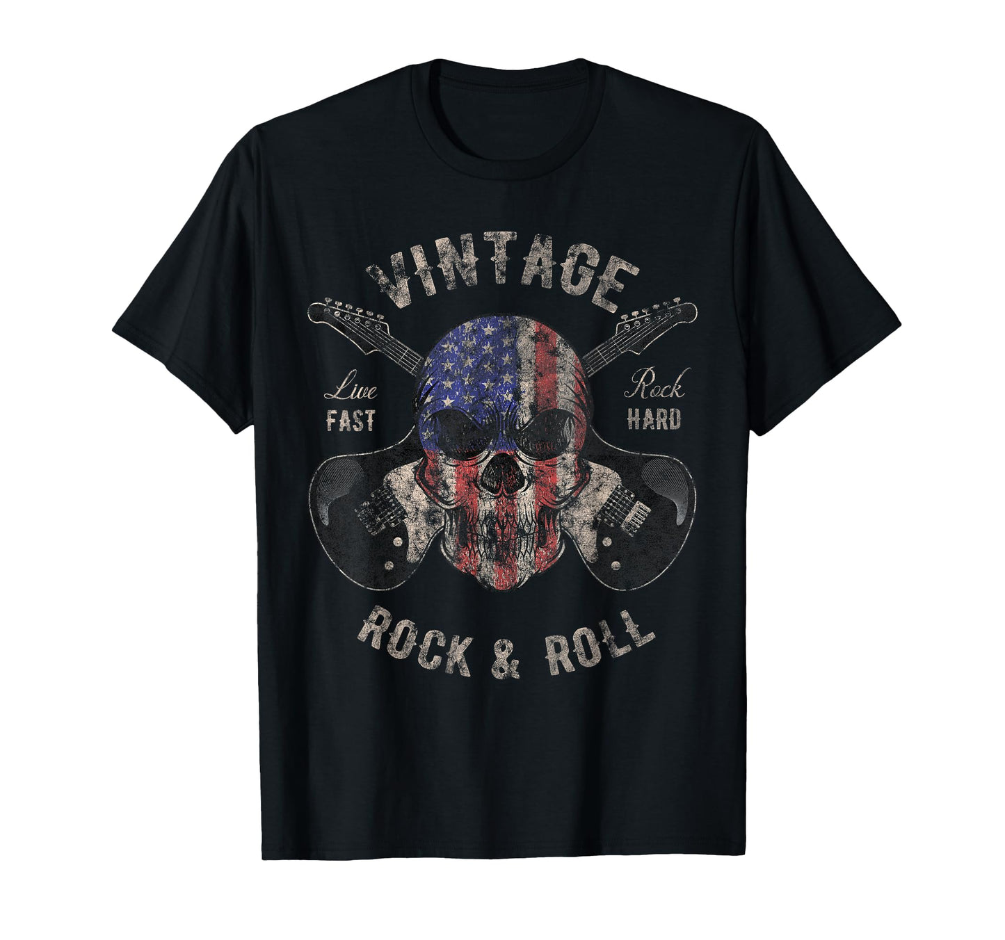 American Flag Guitar Rock And Roll T-Shirt - Novelty Apparel Men Women - T-Shirt, Sweatshirt, Hoodie