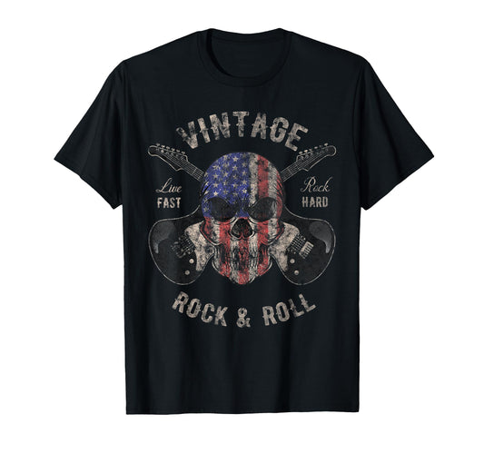 American Flag Guitar Rock And Roll T-Shirt - Novelty Apparel Men Women - T-Shirt, Sweatshirt, Hoodie