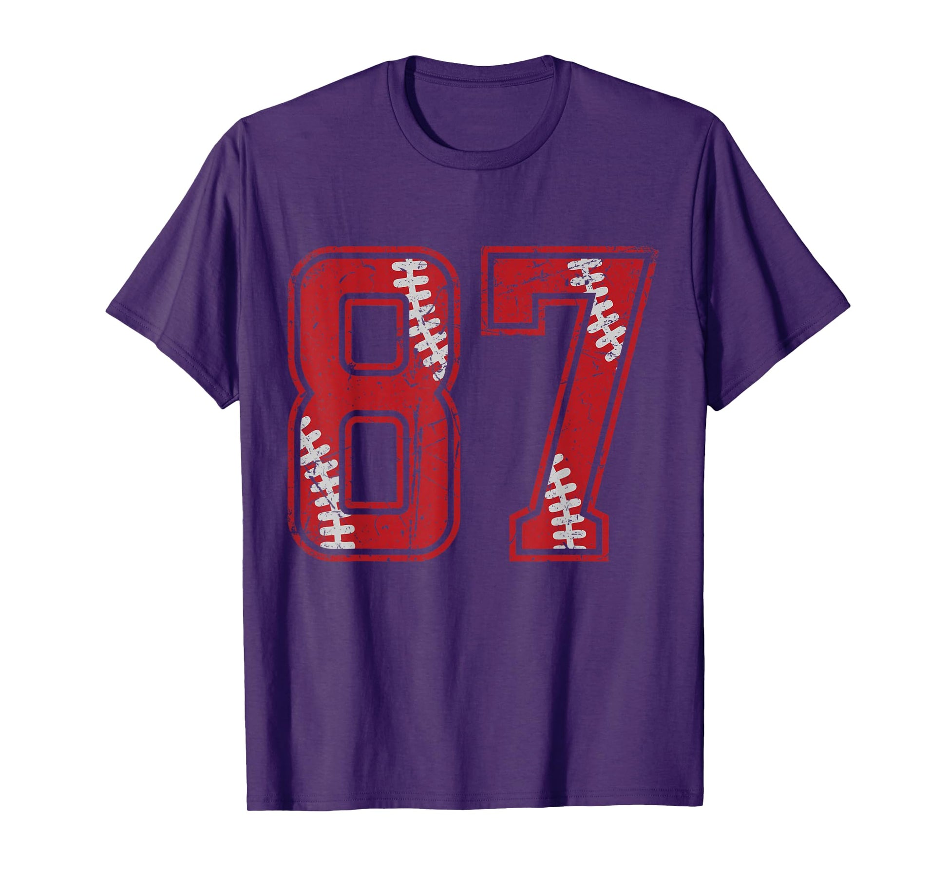 Number 87 Distressed Baseball Number T-Shirt - Unique Graphic Unisex - T-Shirt, Sweatshirt, Hoodie
