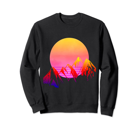 80S Vaporwave Outrun Skyline Sweatshirt - Casual Everyday Wear Unisex - T-Shirt, Sweatshirt, Hoodie