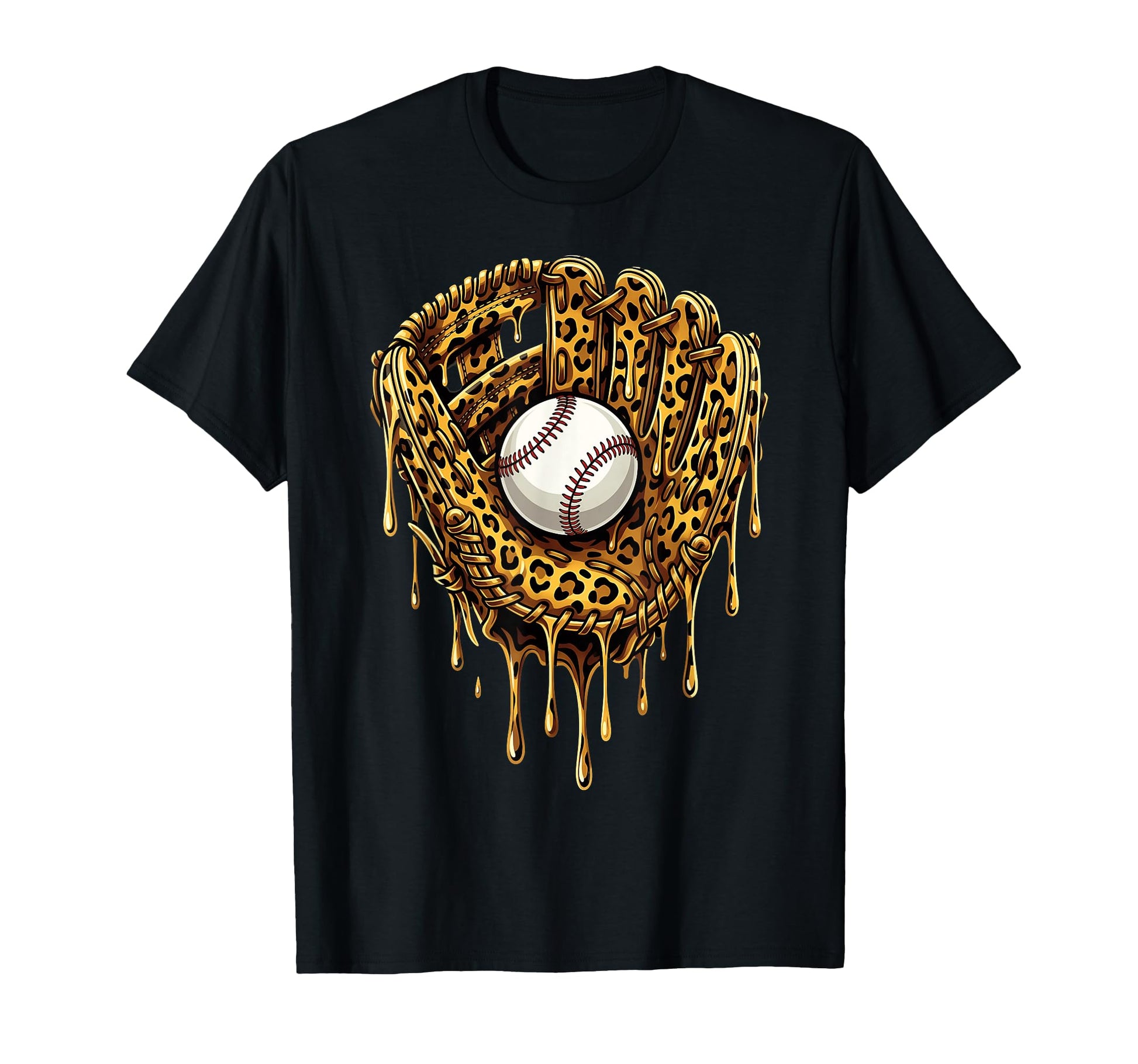 Drip Baseball Leopard Pattern T-Shirt - Fun Novelty Design Men Women - T-Shirt, Sweatshirt, Hoodie