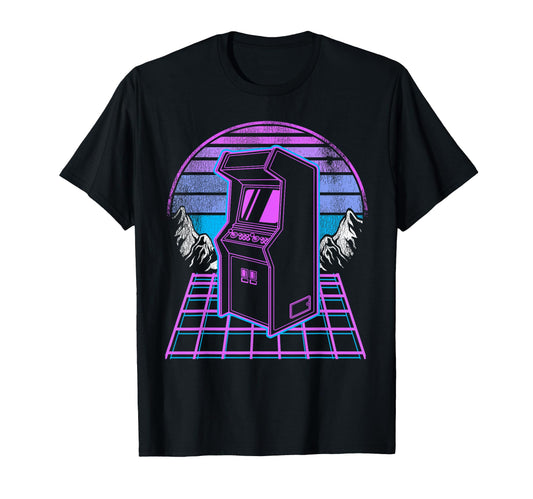 Arcade Machine Synthwave 90S Video T-Shirt - Graphic Print for Adults - T-Shirt, Sweatshirt, Hoodie