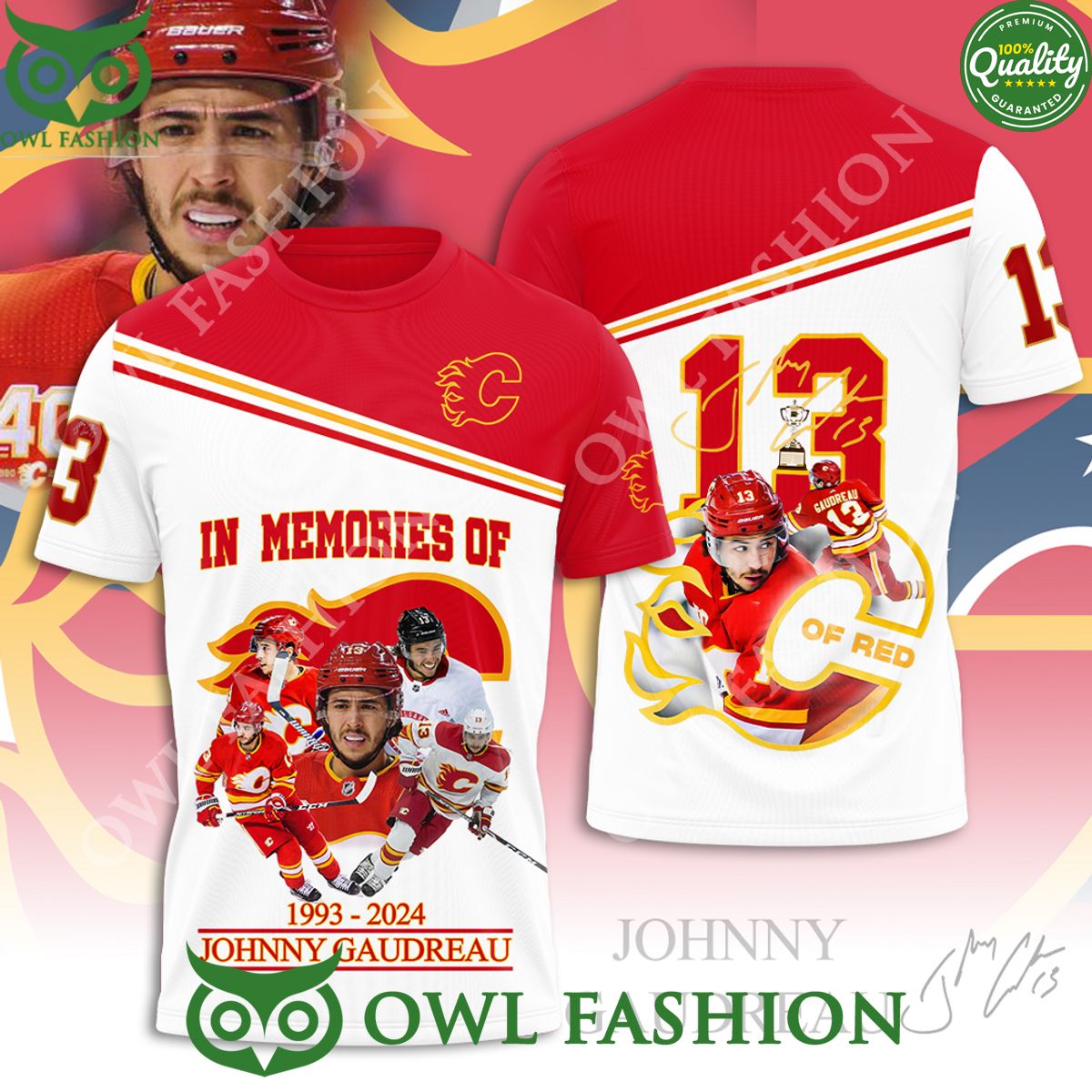 In memory of Johnny Gaudreau 1993 2024 Ice Hockey 3D - Adult & Kids T-Shirts, Sweatshirts & Hoodies apparel design preview 1
