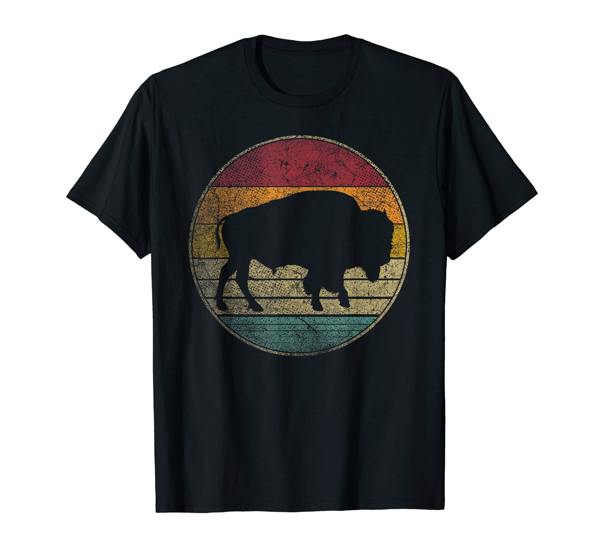 Distressed Silhouette Buffalo Bison T-Shirt - Fun Novelty Design Unisex - T-Shirt, Sweatshirt, Hoodie