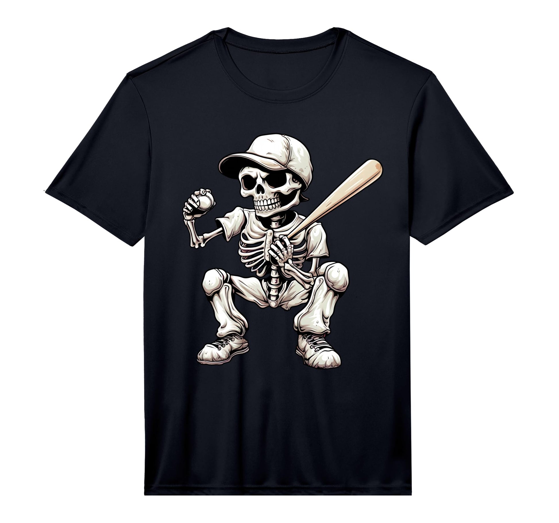Baseball Skeleton Playing Baseball T-Shirt - Custom Art Print for Adults - T-Shirt, Sweatshirt, Hoodie
