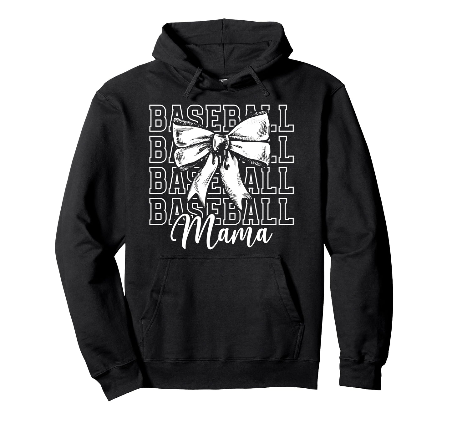 Baseball Mama Bow Baseball Mom Hoodie - Casual Everyday Wear for Adults - T-Shirt, Sweatshirt, Hoodie