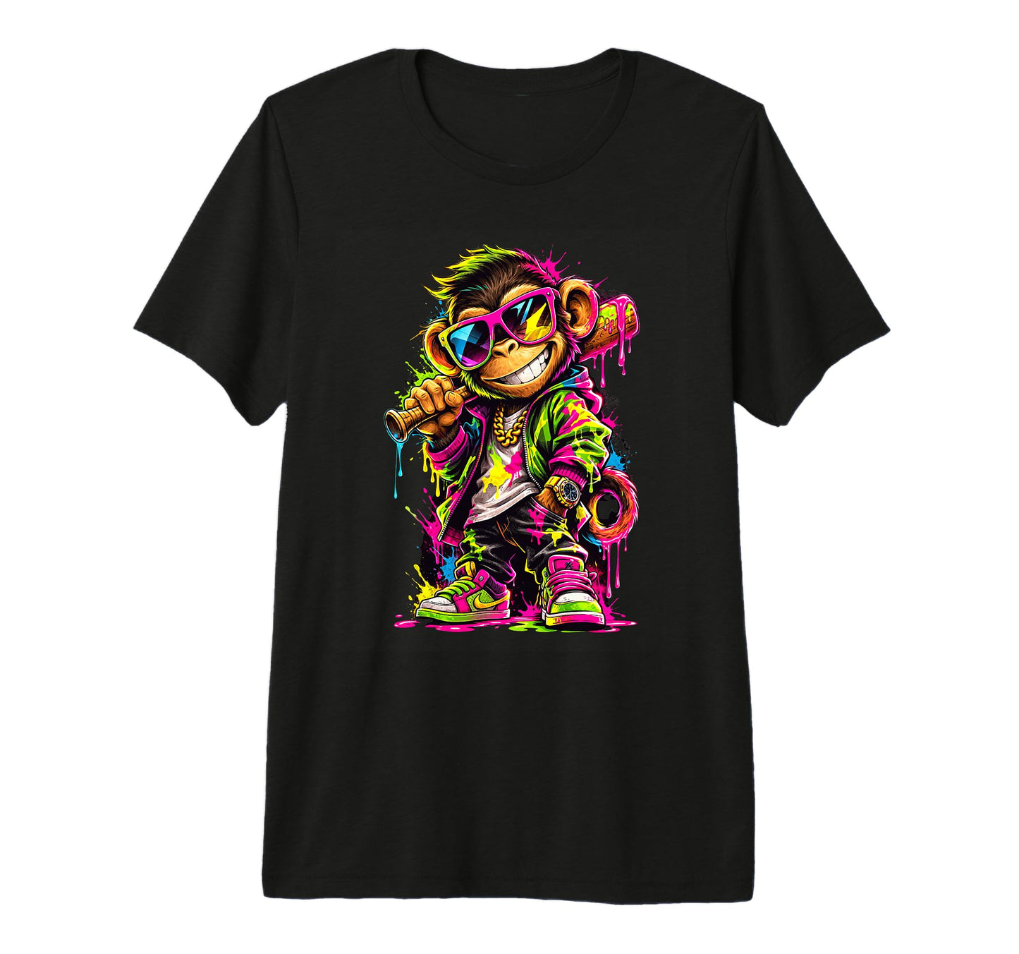 Monkey Baseball Drip Funny Animal Party T-Shirt - Novelty Apparel Unisex - T-Shirt, Sweatshirt, Hoodie