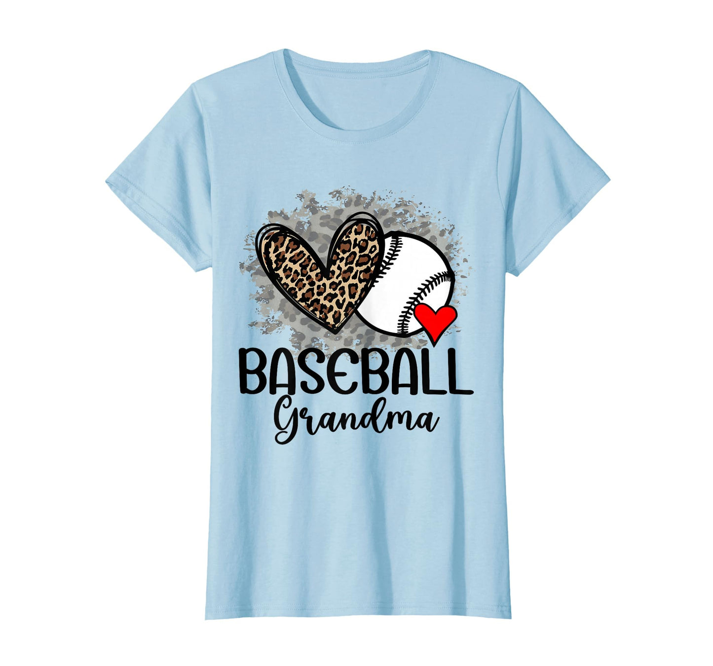 Baseball Grandma Funny Leopard Heart T-Shirt - Custom Art Print Unisex - T-Shirt, Sweatshirt, Hoodie