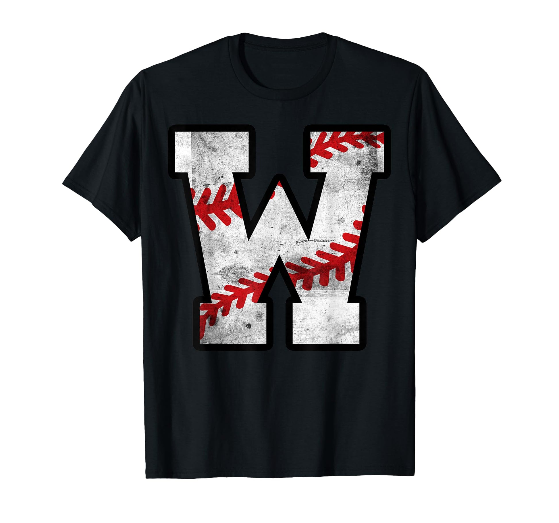Distressed Baseball Letter W T-Shirt - Minimalist Print for Adults - T-Shirt, Sweatshirt, Hoodie