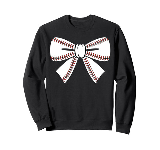Baseball Bow Baseball Mom Mama Sweatshirt - Unique Graphic Men Women - T-Shirt, Sweatshirt, Hoodie