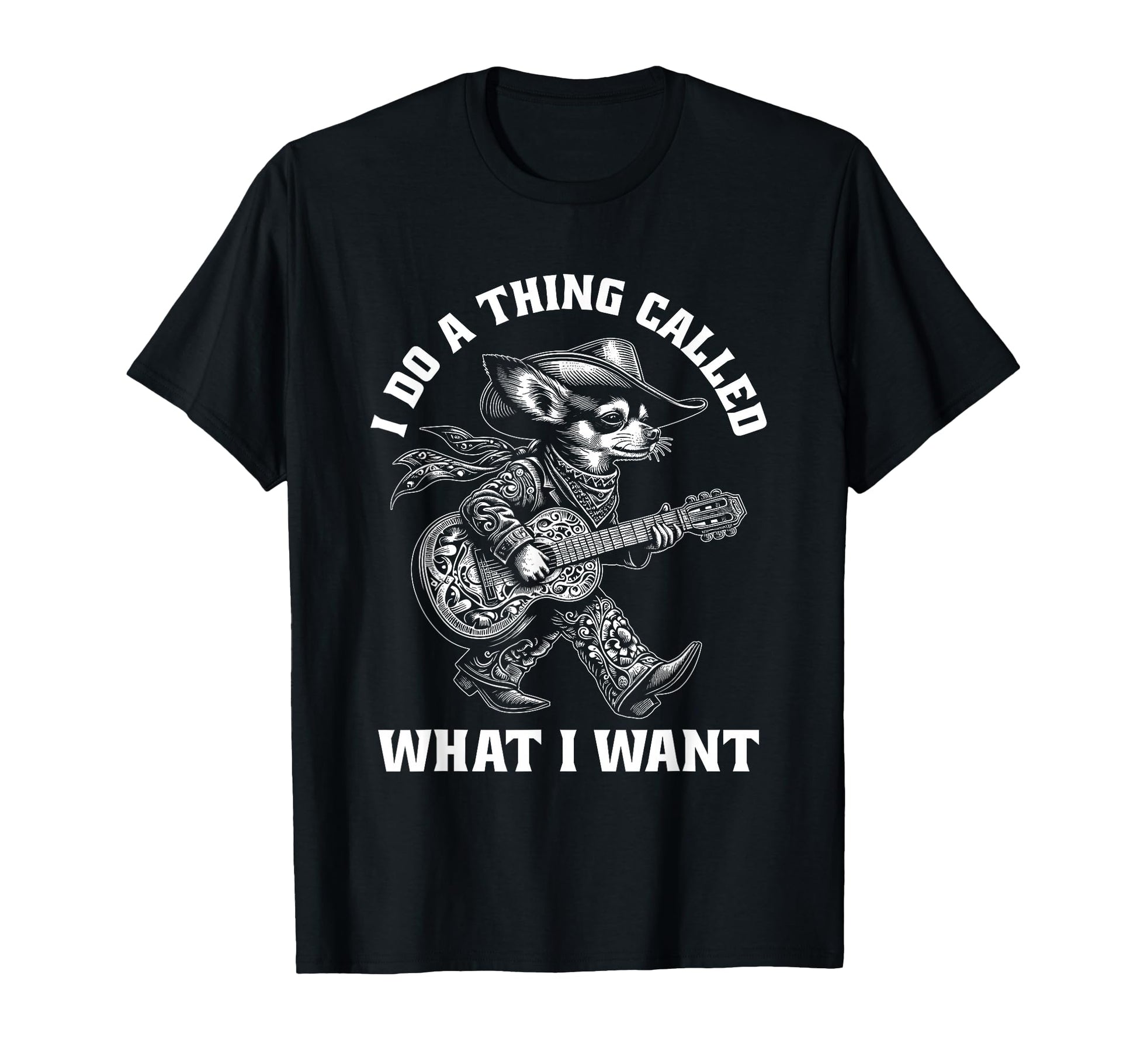 Cowboy Chihuahua Guitar Funny Western T-Shirt - Novelty Apparel for Adults - T-Shirt, Sweatshirt, Hoodie