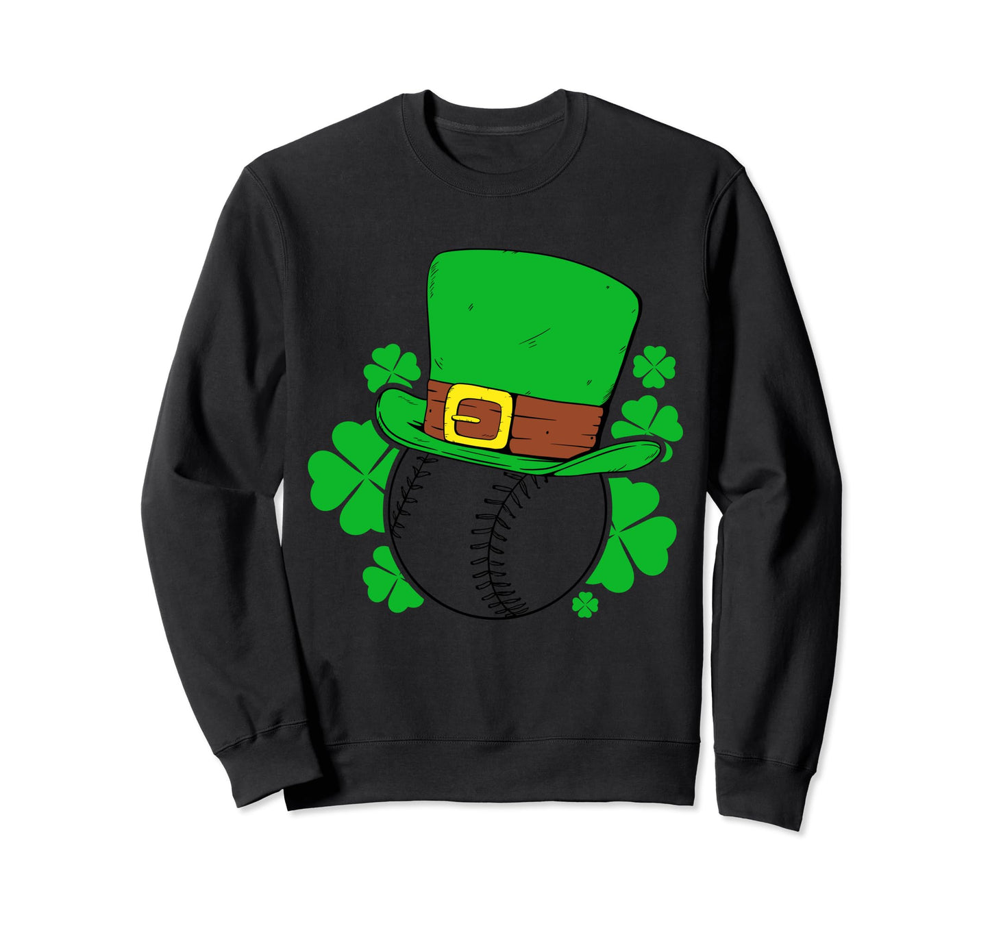 Four Leaf Clover Baseball St Patricks Sweatshirt - Graphic Print Unisex - T-Shirt, Sweatshirt, Hoodie