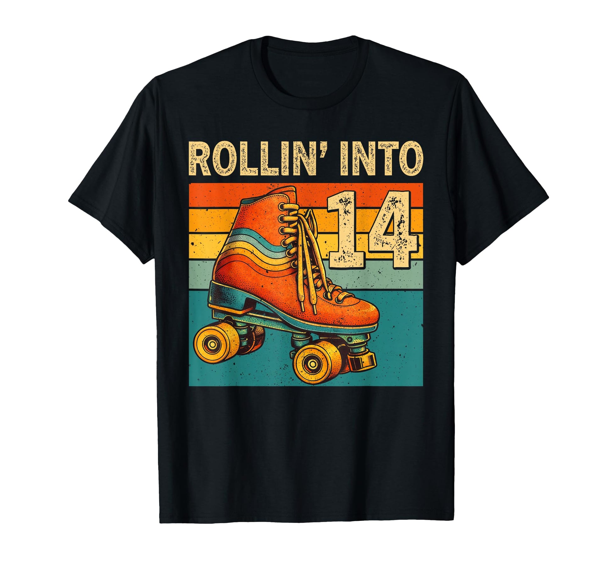 Rolling Into 14 Roller Skating 14Th T-Shirt - Casual Everyday Wear Unisex - T-Shirt, Sweatshirt, Hoodie
