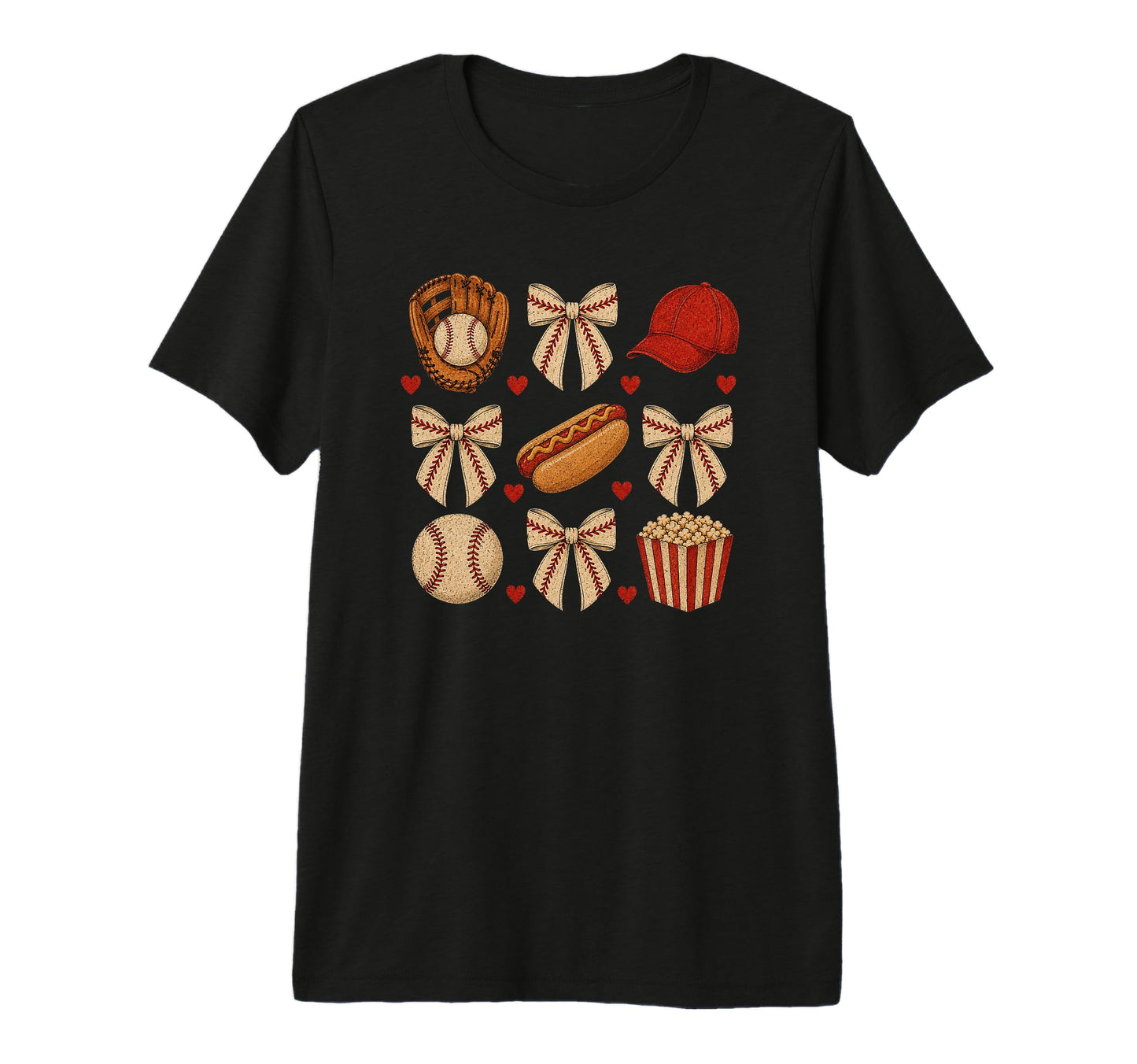 Baseball Coquette Ribbon Bows Snacks T-Shirt - Streetwear Style Unisex - T-Shirt, Sweatshirt, Hoodie