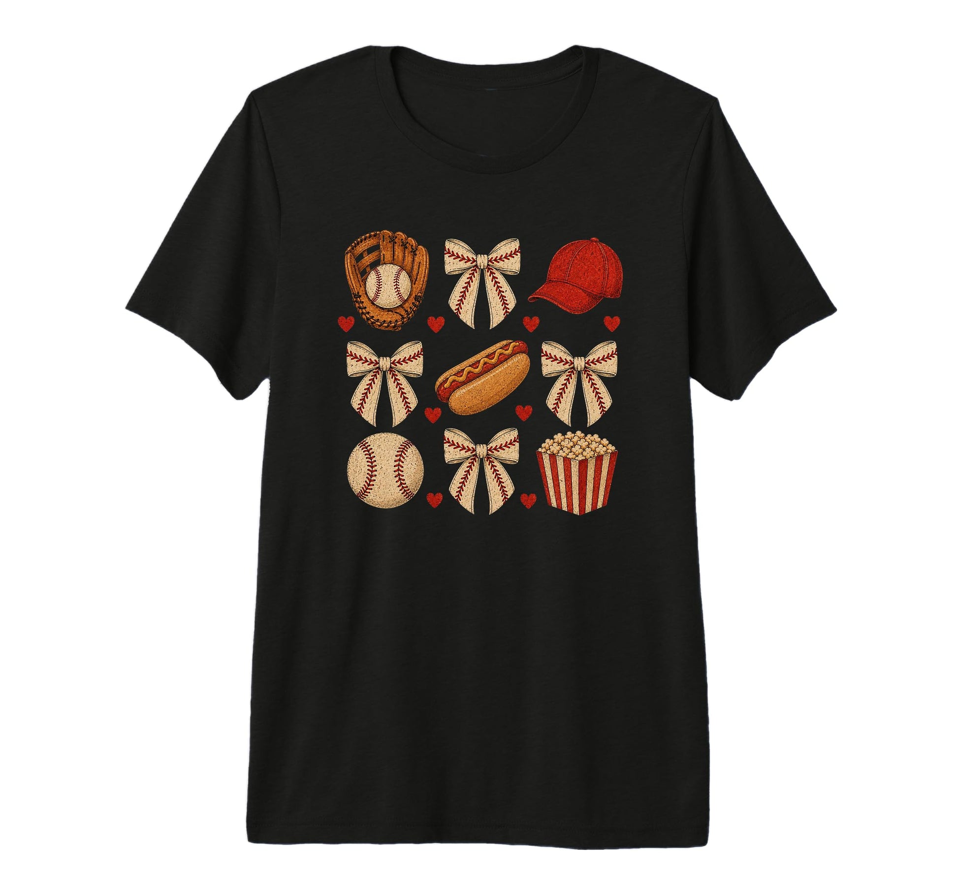 Baseball Coquette Ribbon Bows Snacks T-Shirt - Streetwear Style Unisex - T-Shirt, Sweatshirt, Hoodie