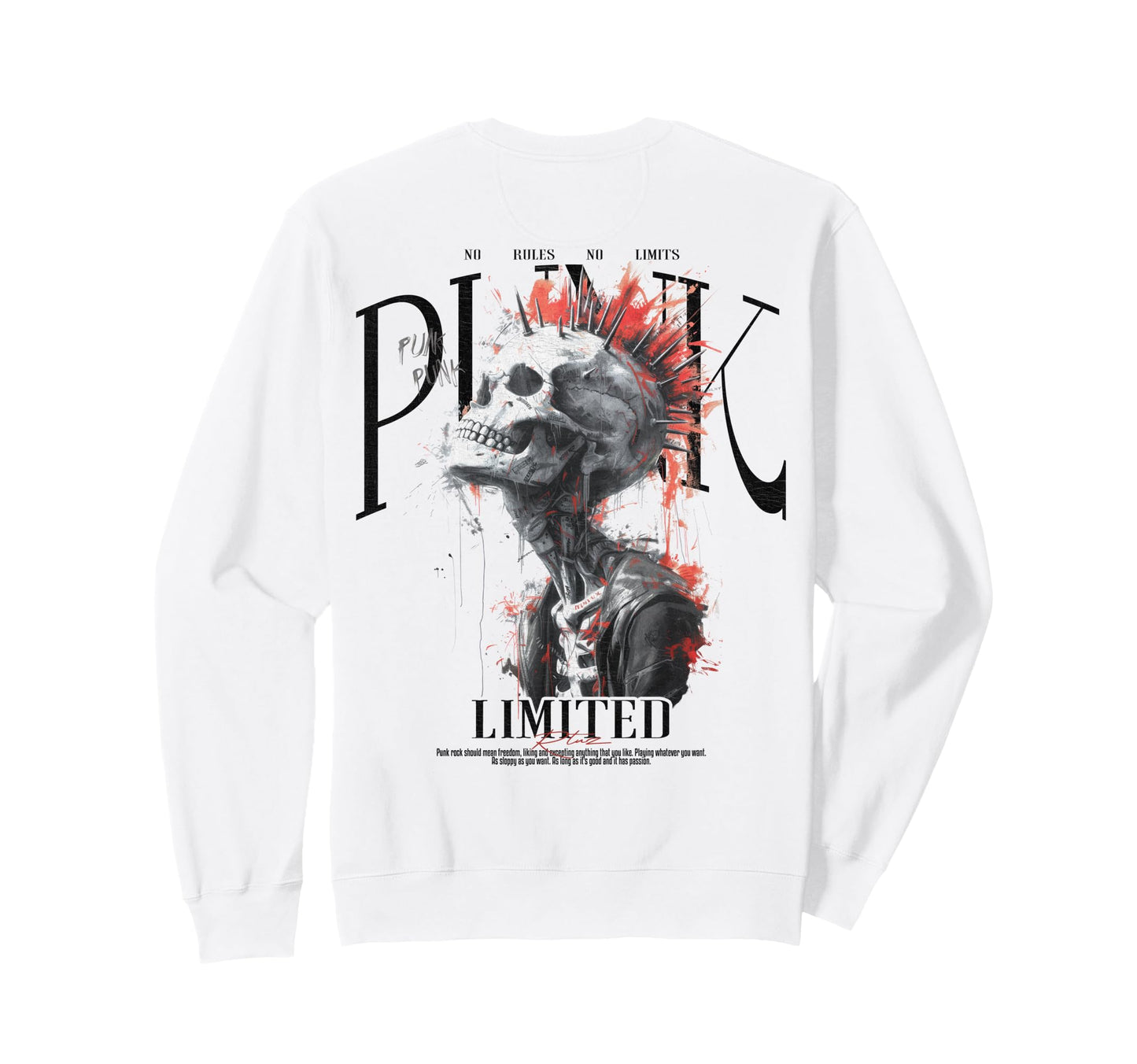 Back Y2K Streetwear Skull Sweatshirt - Trendy Graphic for Adults - T-Shirt, Sweatshirt, Hoodie