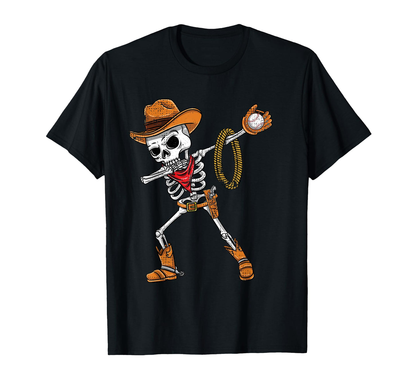 Dabbing Skeleton Baseball Cowboy T-Shirt - Minimalist Print for Adults - T-Shirt, Sweatshirt, Hoodie