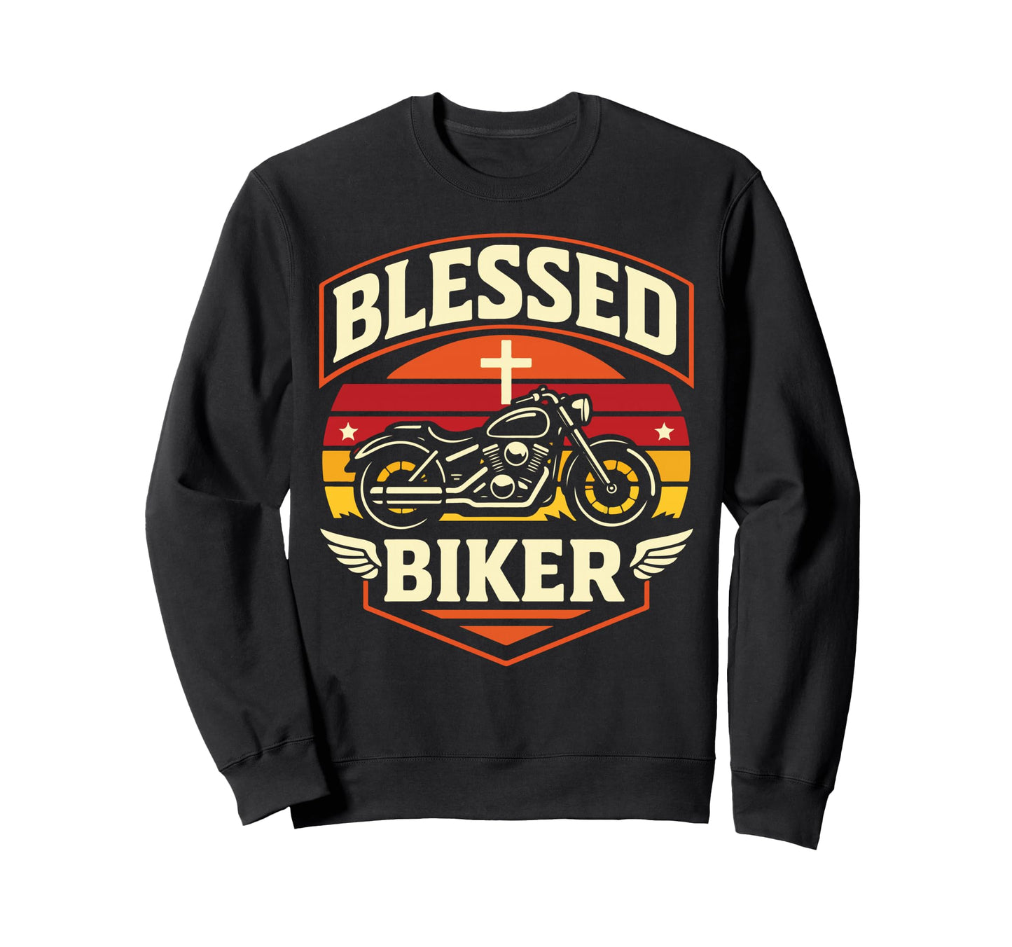 Christian Motorcycle Biker Blessed Sweatshirt - Aesthetic Graphic Men Women - T-Shirt, Sweatshirt, Hoodie
