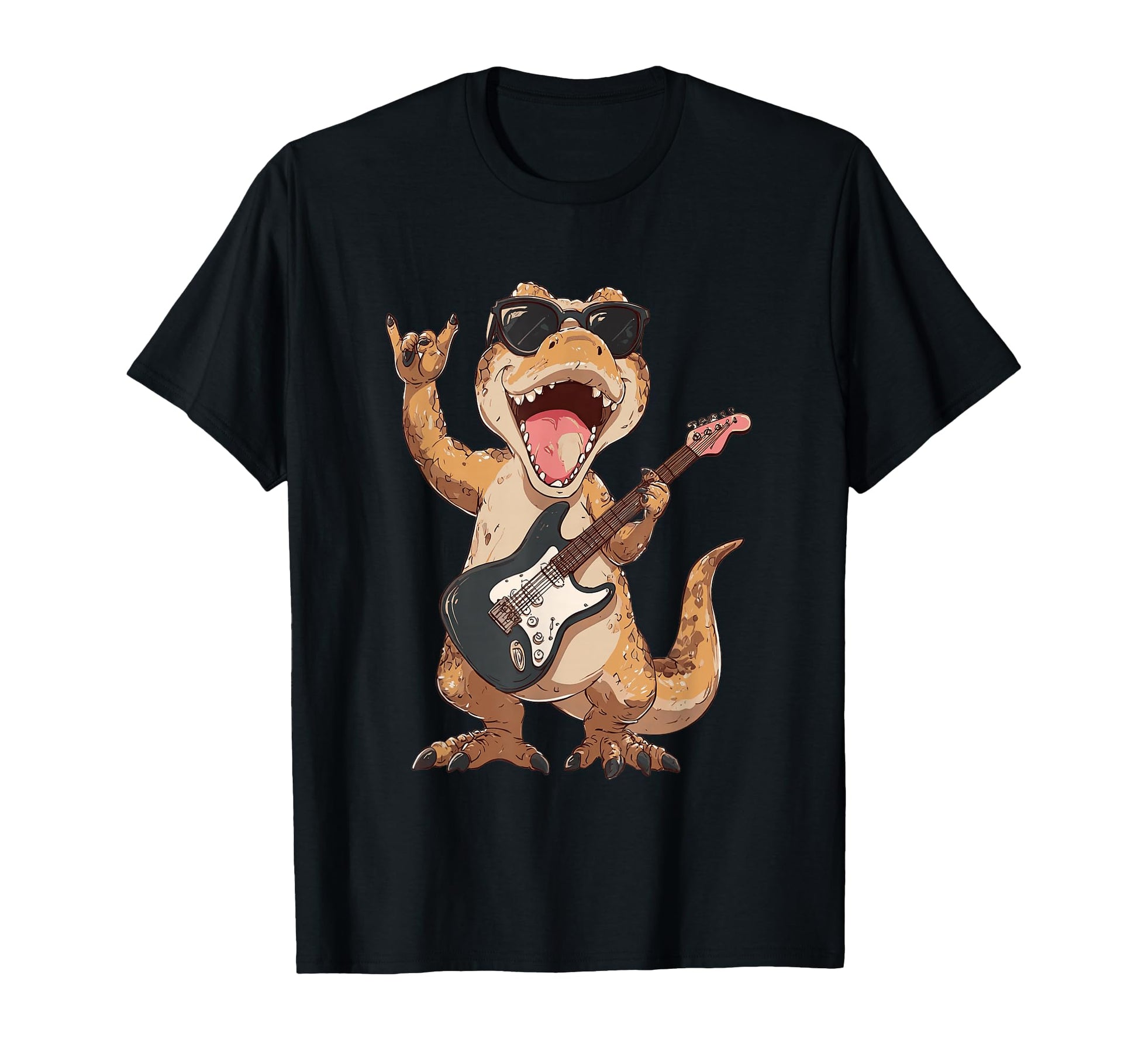 Funny Rock Dinosaur Guitar Playing T T-Shirt - Streetwear Style for Adults - T-Shirt, Sweatshirt, Hoodie