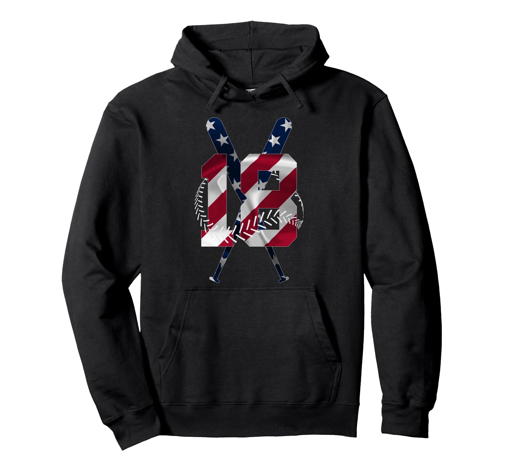 Number 18 Years Baseball 18Th Birthday Hoodie - Streetwear Style Unisex - T-Shirt, Sweatshirt, Hoodie