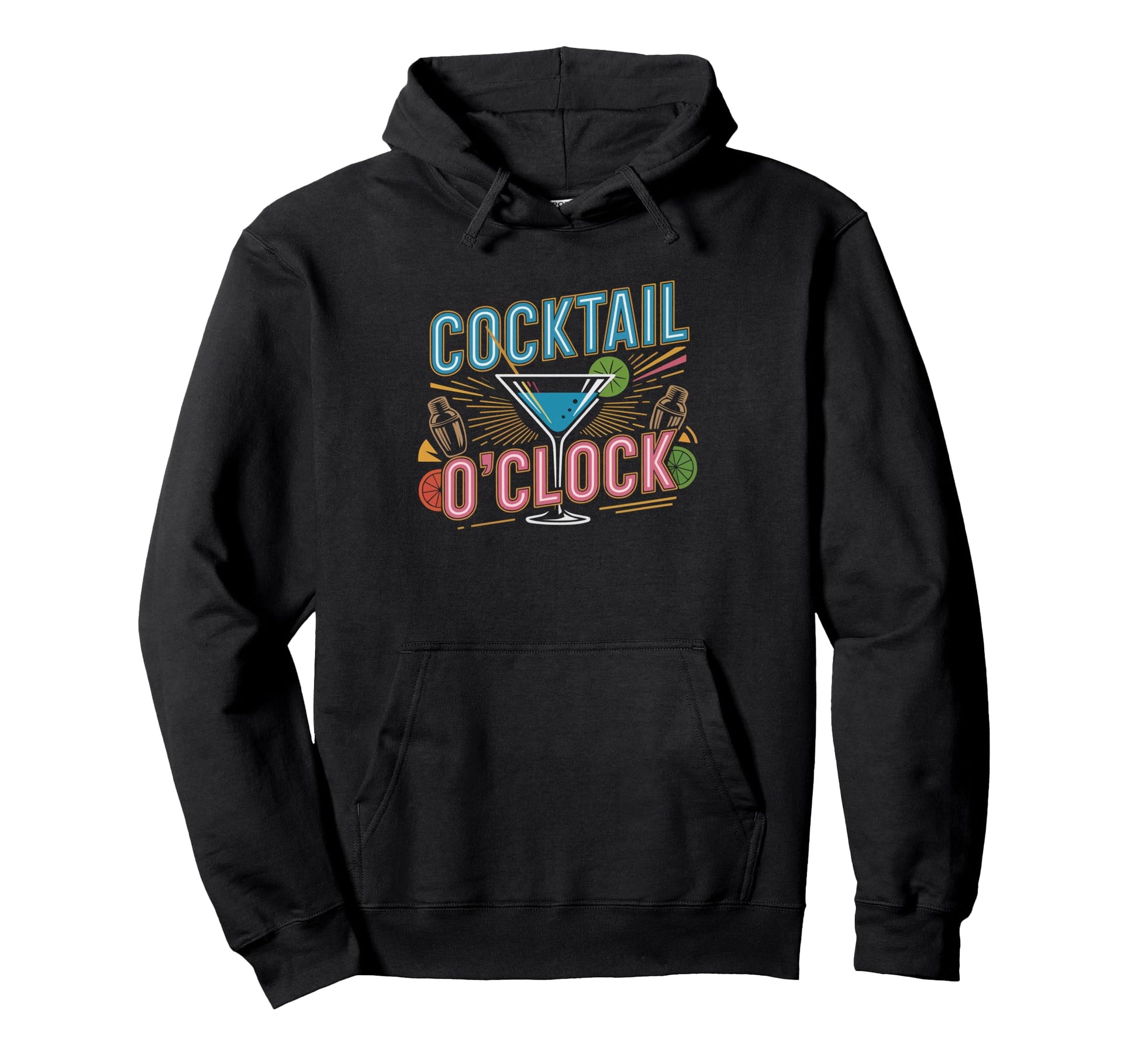 Cocktail O Clock Home Bartender Bar Time Hoodie - Graphic Print Unisex - T-Shirt, Sweatshirt, Hoodie