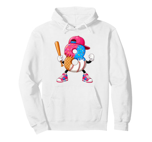 Baseball 8Th Birthday 8 Years Old Number Hoodie - Graphic Print for Adults - T-Shirt, Sweatshirt, Hoodie