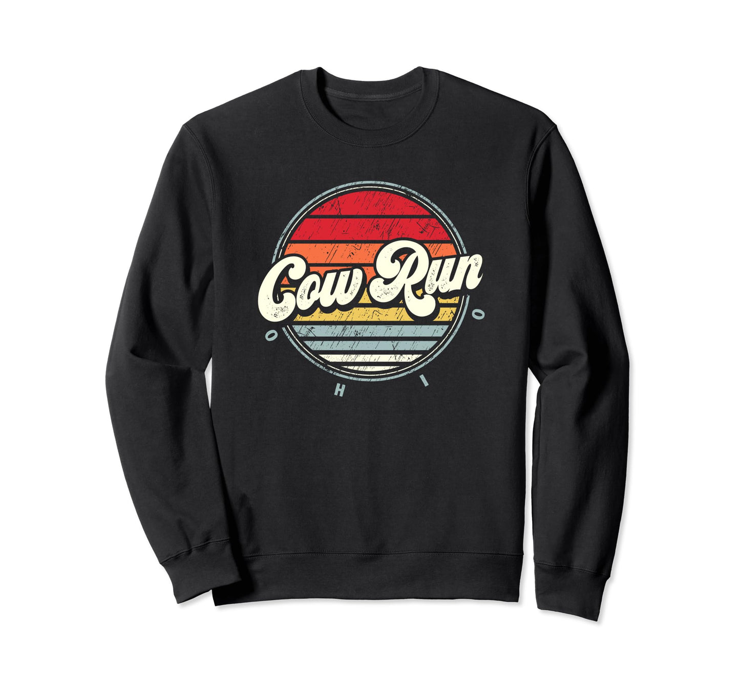 Cow Run Home State 70S Sunset Sweatshirt - Minimalist Print Men Women - T-Shirt, Sweatshirt, Hoodie