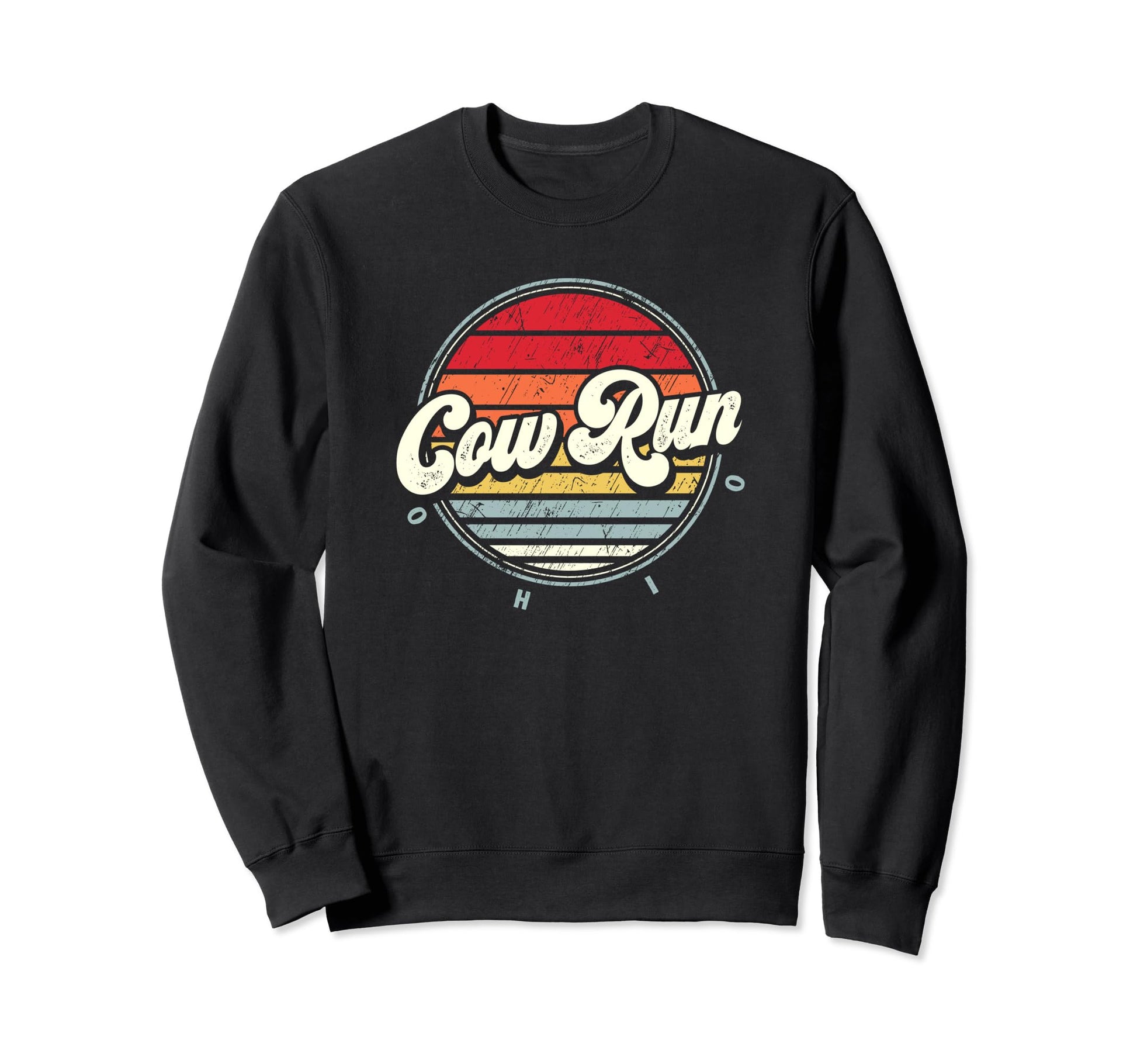 Cow Run Home State 70S Sunset Sweatshirt - Minimalist Print Men Women - T-Shirt, Sweatshirt, Hoodie